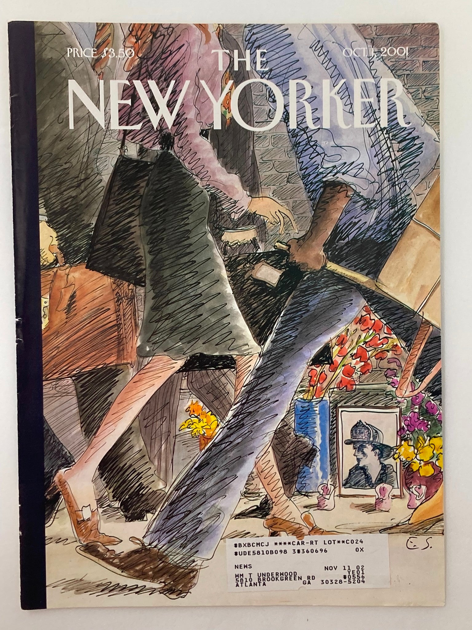 COVER ONLY The New Yorker October 1 2001 Street Scene by Edward Sorel