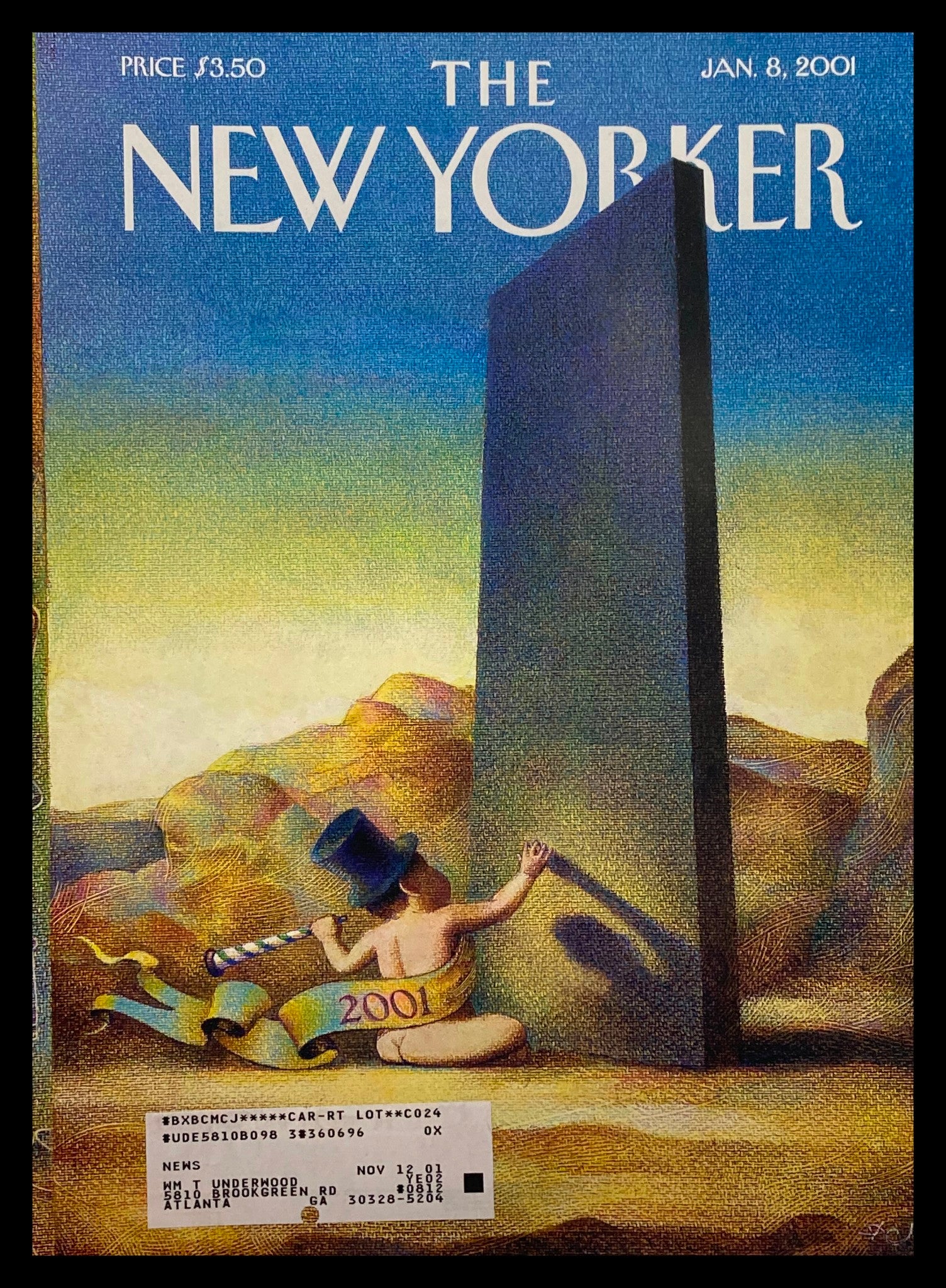 COVER ONLY The New Yorker January 8 2001 The Year 2001 by Raul Colon