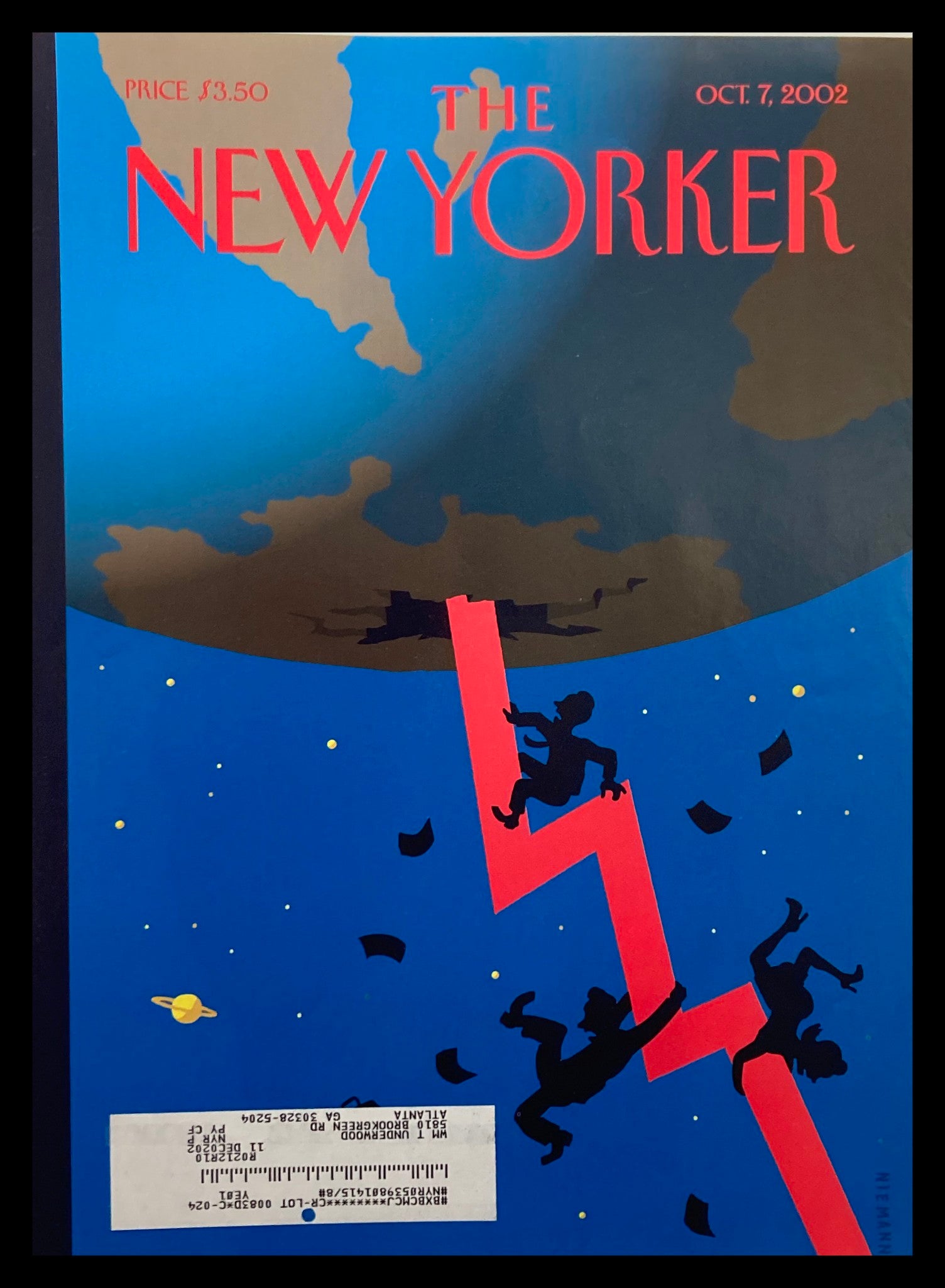 COVER ONLY The New Yorker October 7 2002 Down and Out by Christoph Niemann