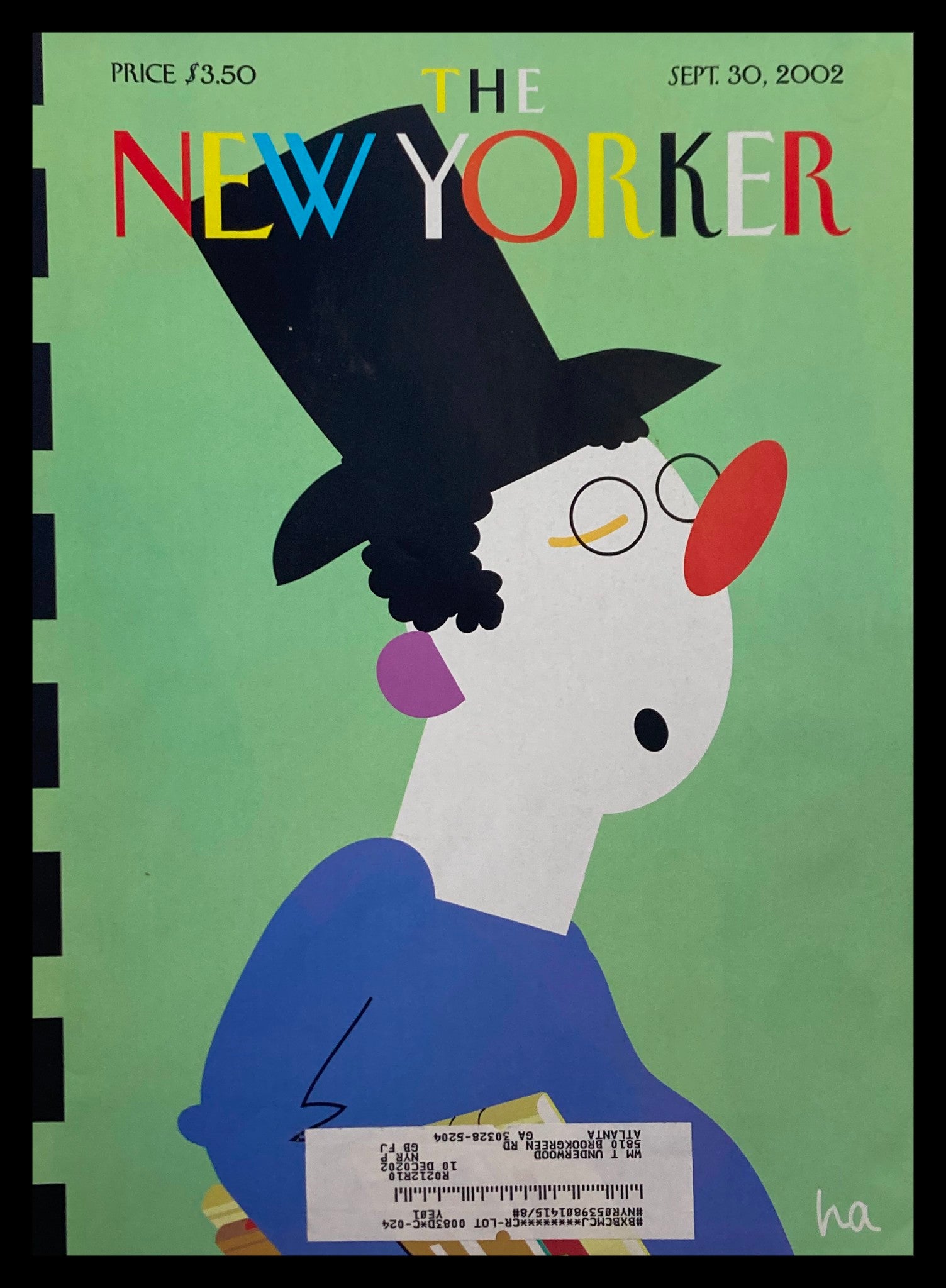 COVER ONLY The New Yorker September 30 2002 Booksnob by Bob Zoell