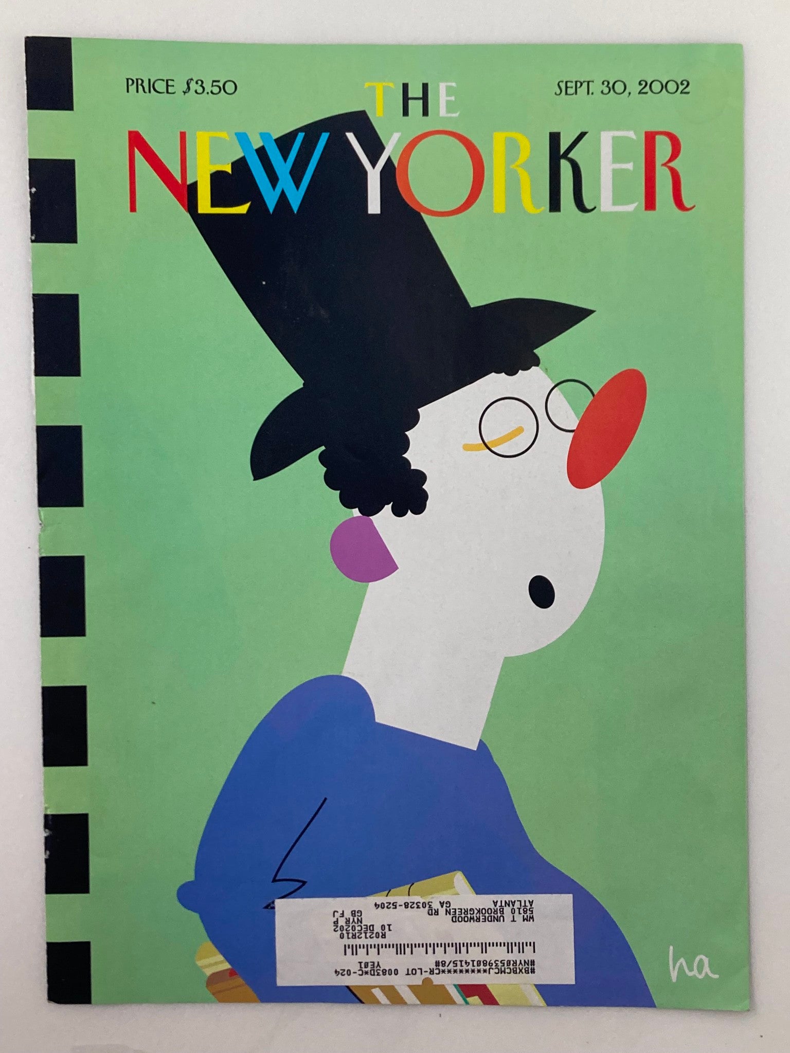 COVER ONLY The New Yorker September 30 2002 Booksnob by Bob Zoell