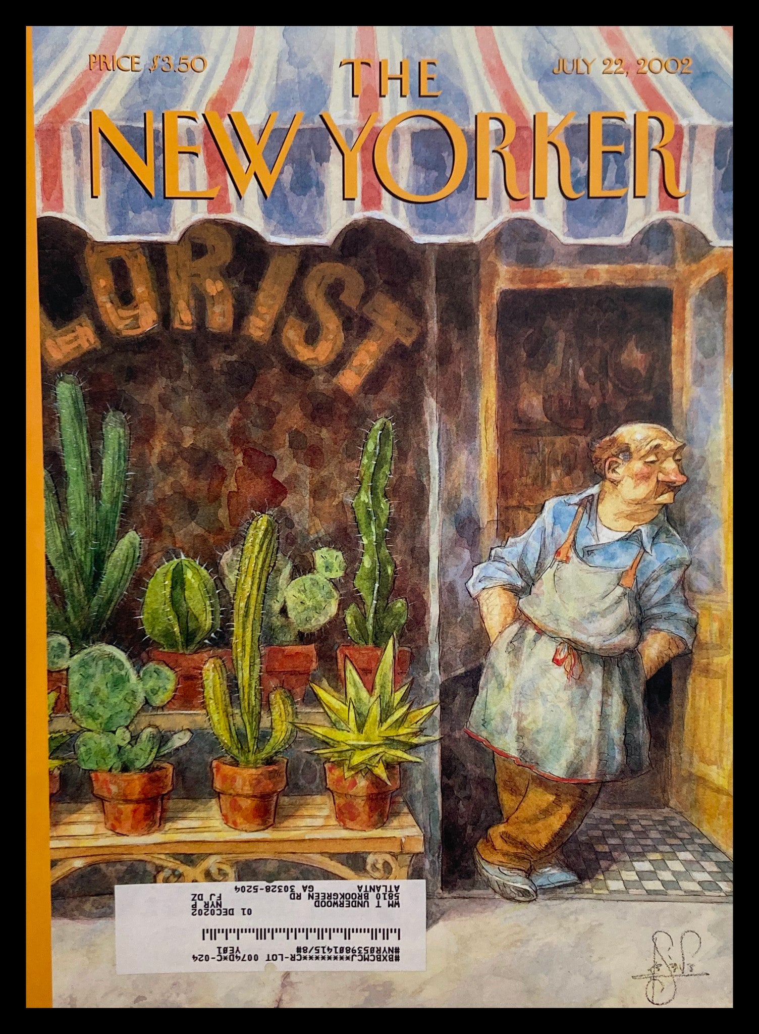 COVER ONLY The New Yorker July 22 2002 Prickly Heat by Peter de Seve