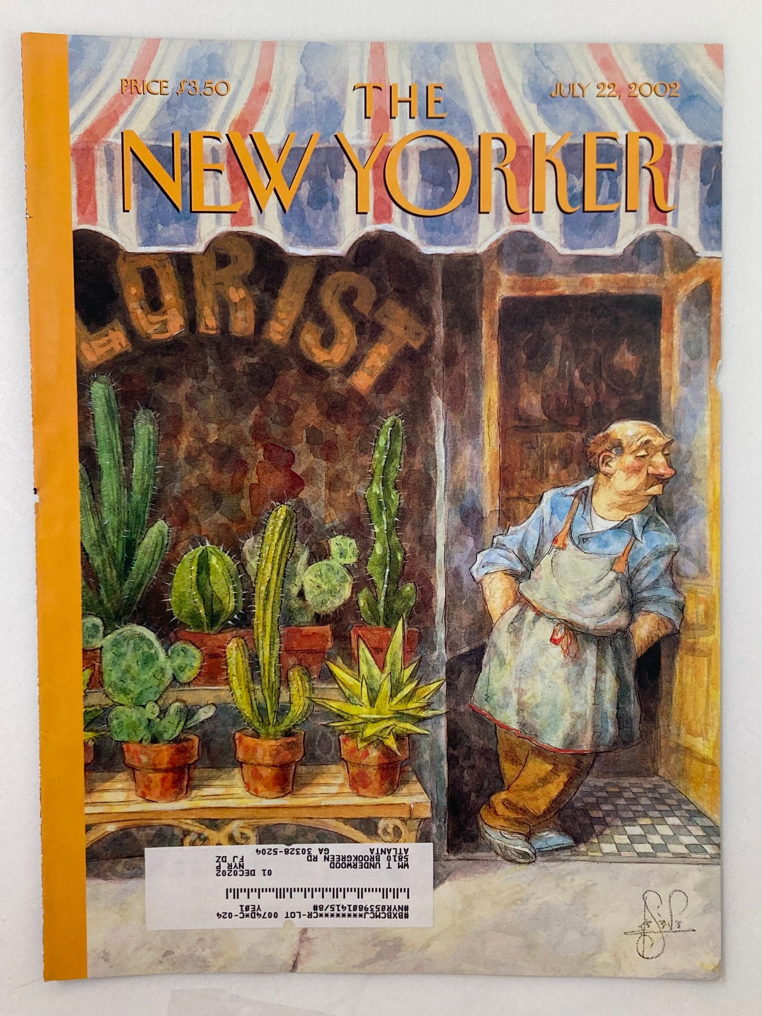 COVER ONLY The New Yorker July 22 2002 Prickly Heat by Peter de Seve