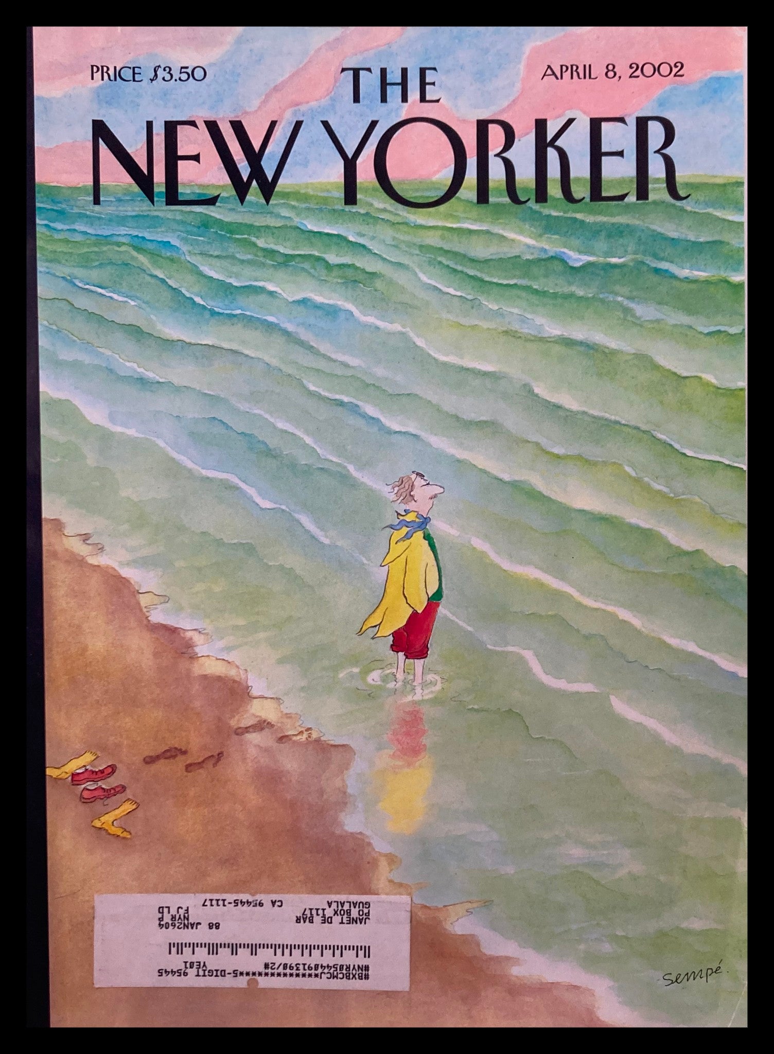 COVER ONLY The New Yorker April 8 2002 Interpid by Jean-Jacques Sempé