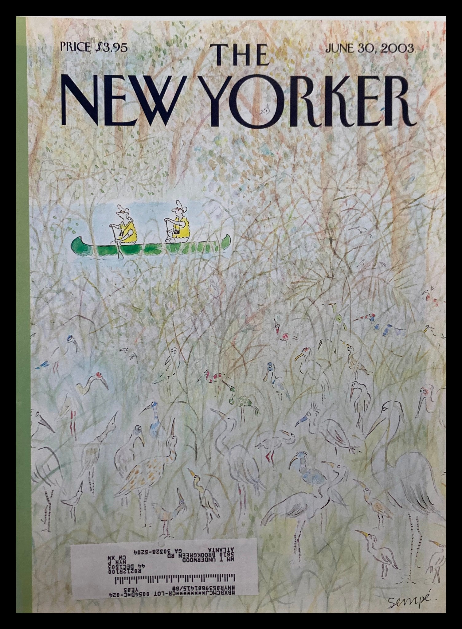 COVER ONLY The New Yorker June 30 2003 Birds Watching by Jean Jacques Sempe