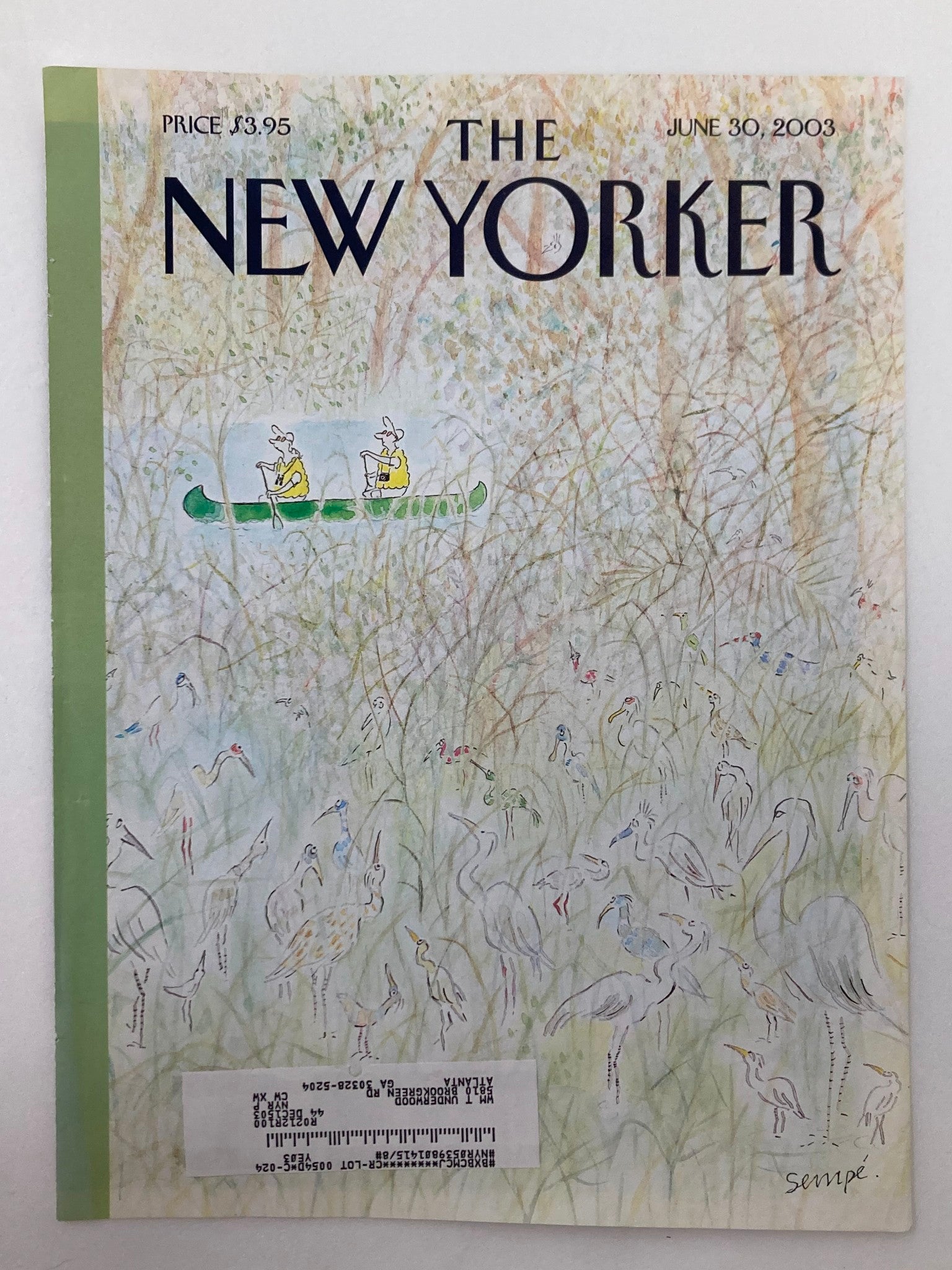 COVER ONLY The New Yorker June 30 2003 Birds Watching by Jean Jacques Sempe