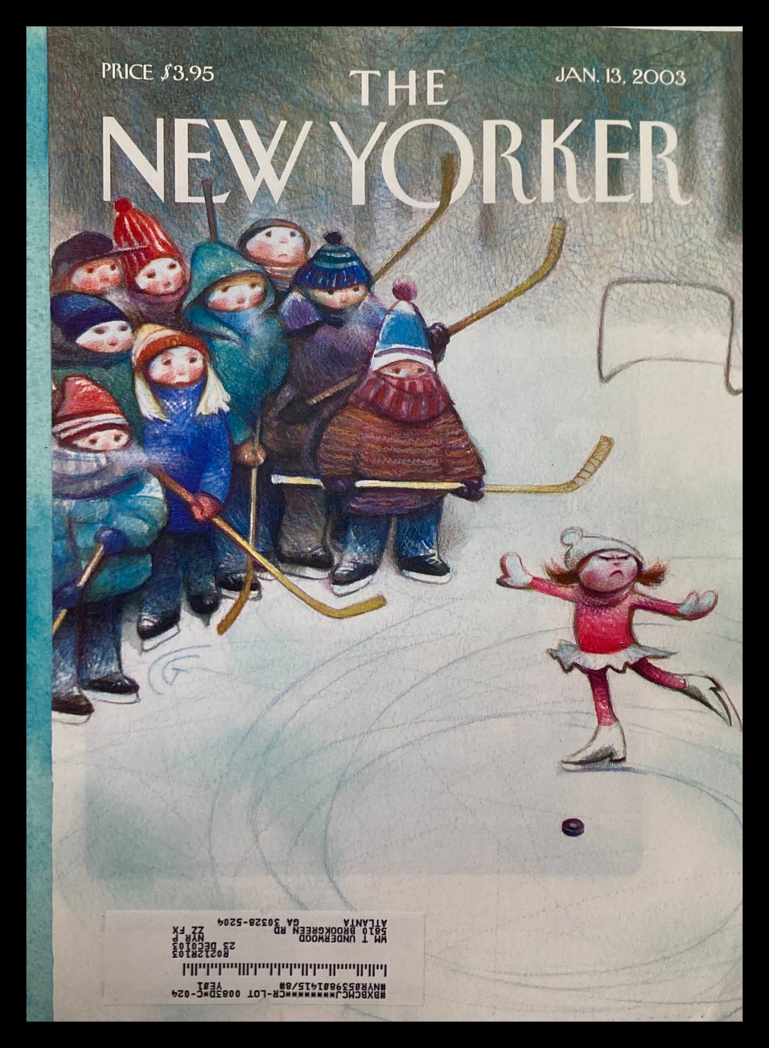 COVER ONLY The New Yorker January 13 2003 On the Ice by Carter Goodrich