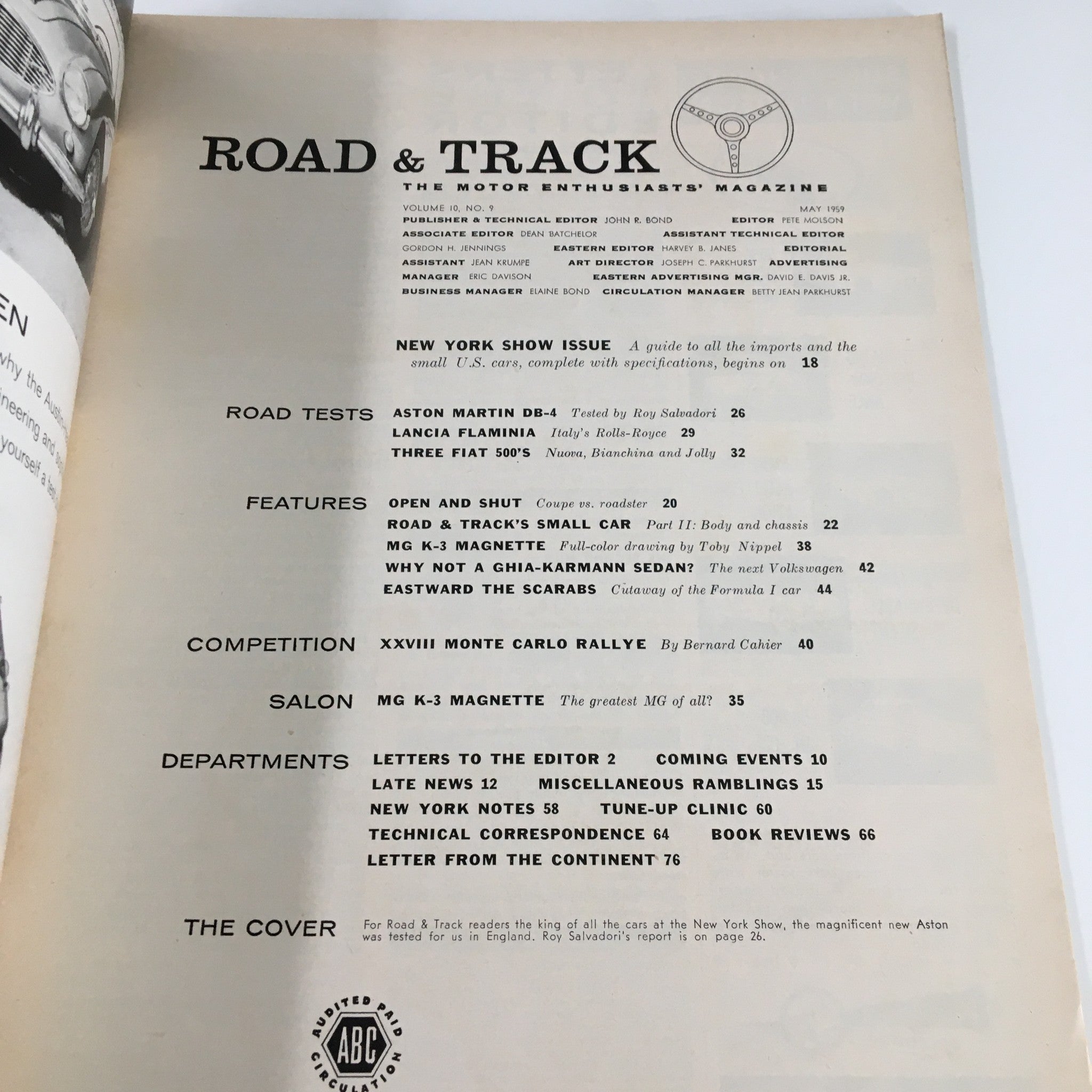 VTG Road & Track Magazine May 1959 Why Not A Ghia-Karmann Sedan No Label