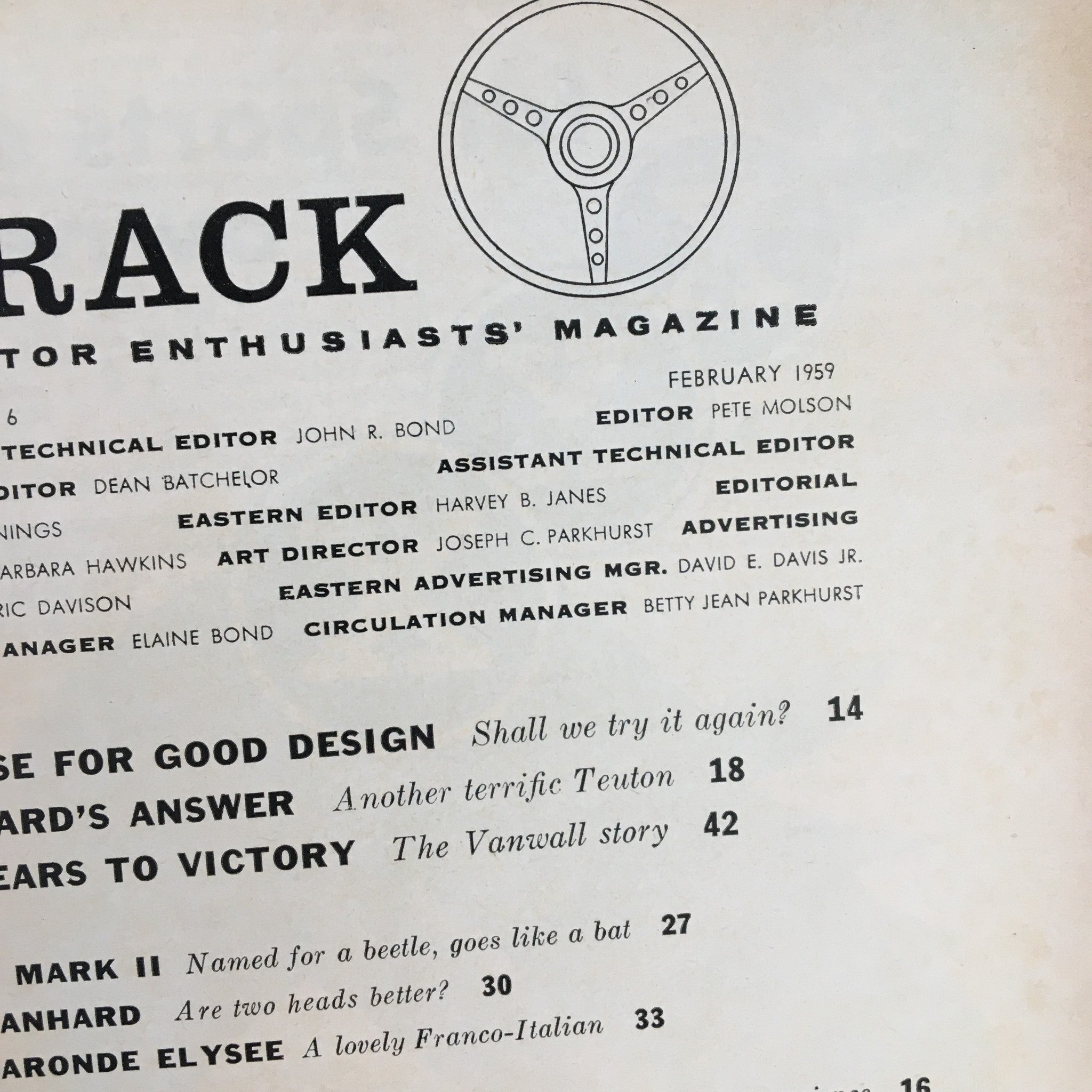 VTG Road & Track Magazine February 1959 A Visit To The Cyclops Factory No Label