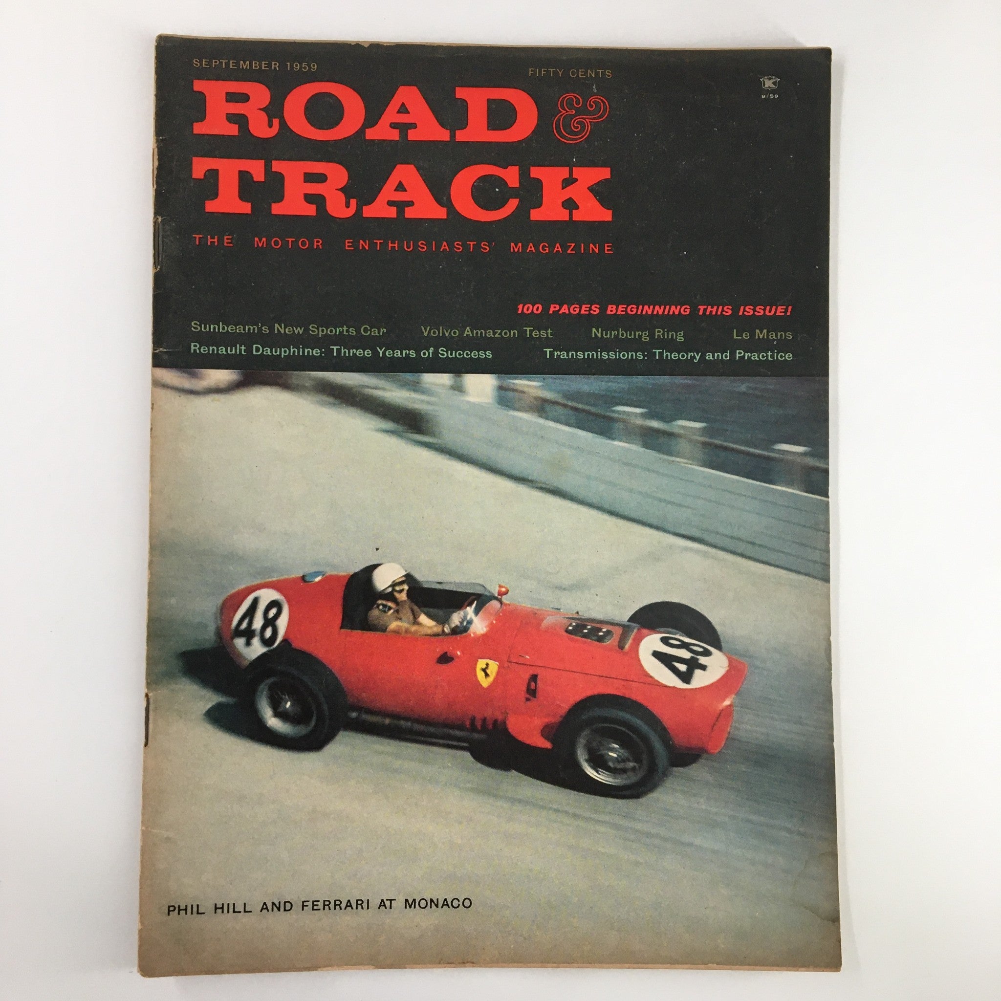 VTG Road & Track Magazine September 1959 Phil Hill & Ferrari at Monaco No Label