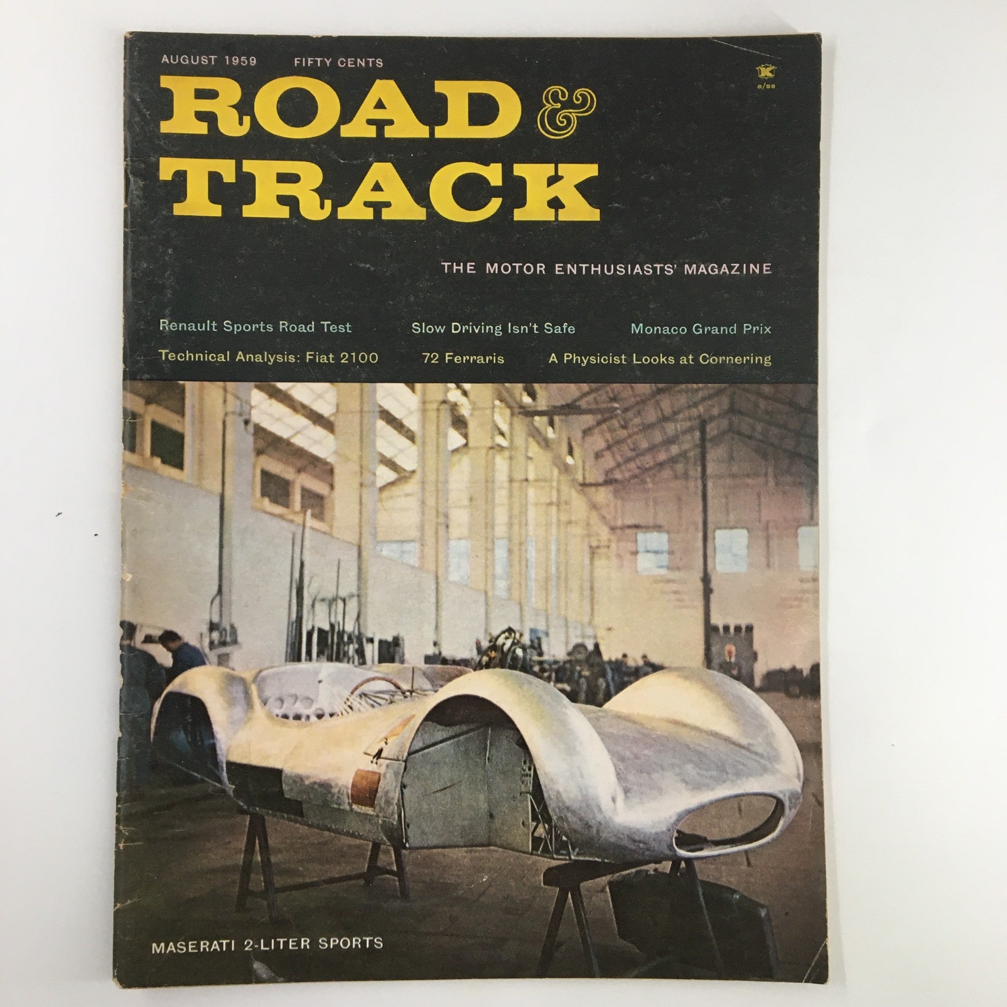 VTG Road & Track Magazine August 1959 The Maserati 2-Liter Sports No Label