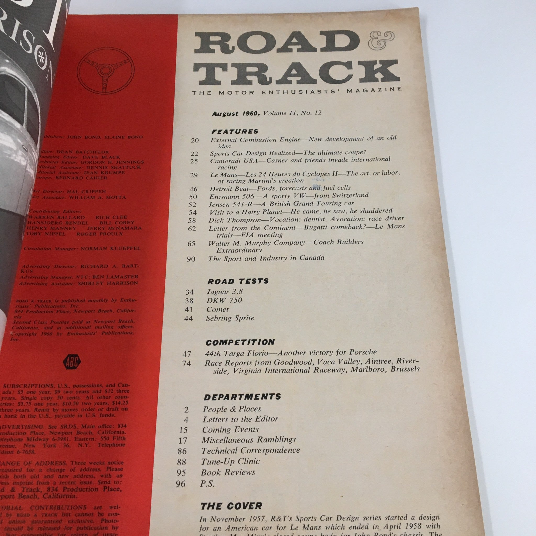 VTG Road & Track Magazine August 1960 Road Test of Jaguar 3.8 Sedan No Label