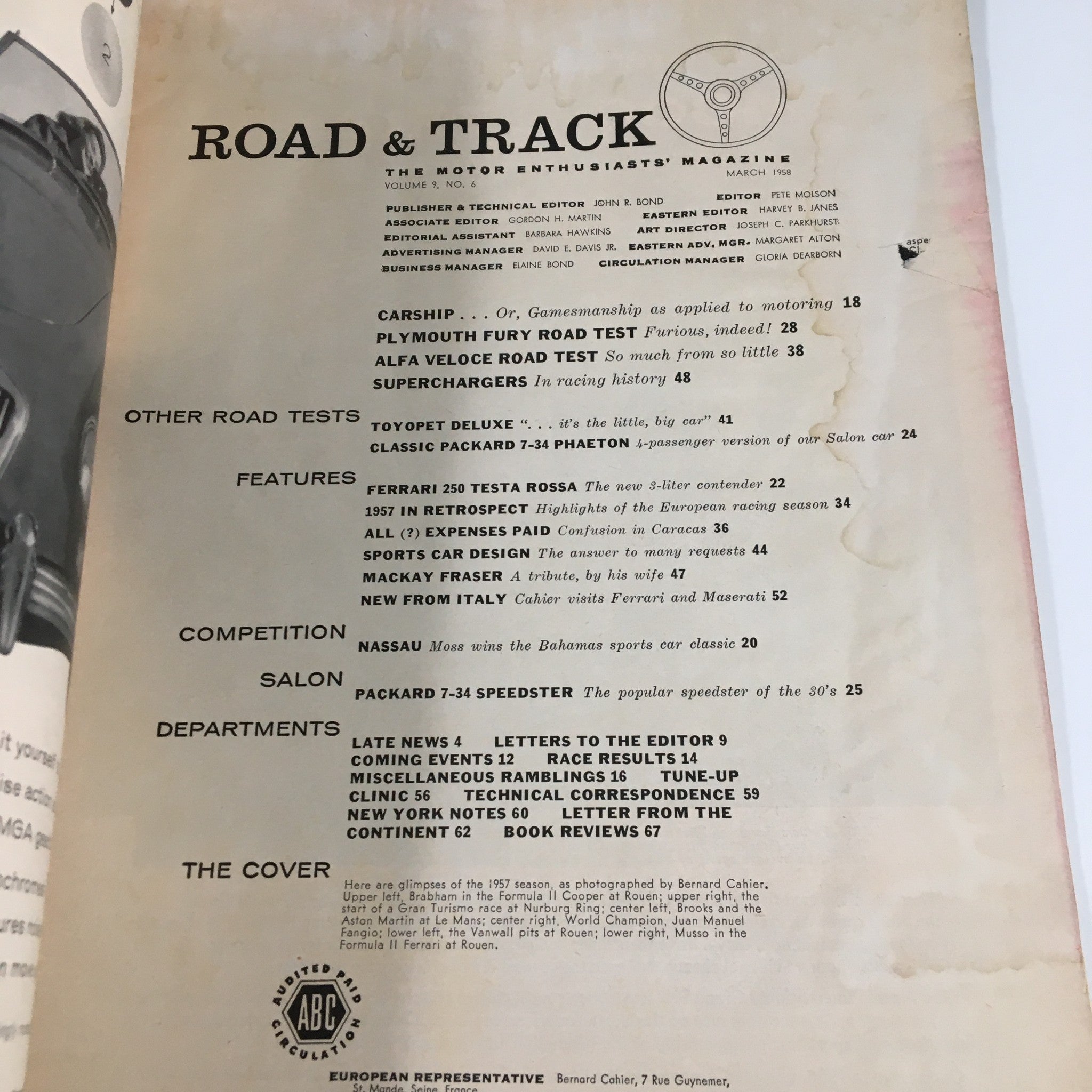 VTG Road & Track Magazine March 1962 Double Salon Mercedes 500k & 540K No Label