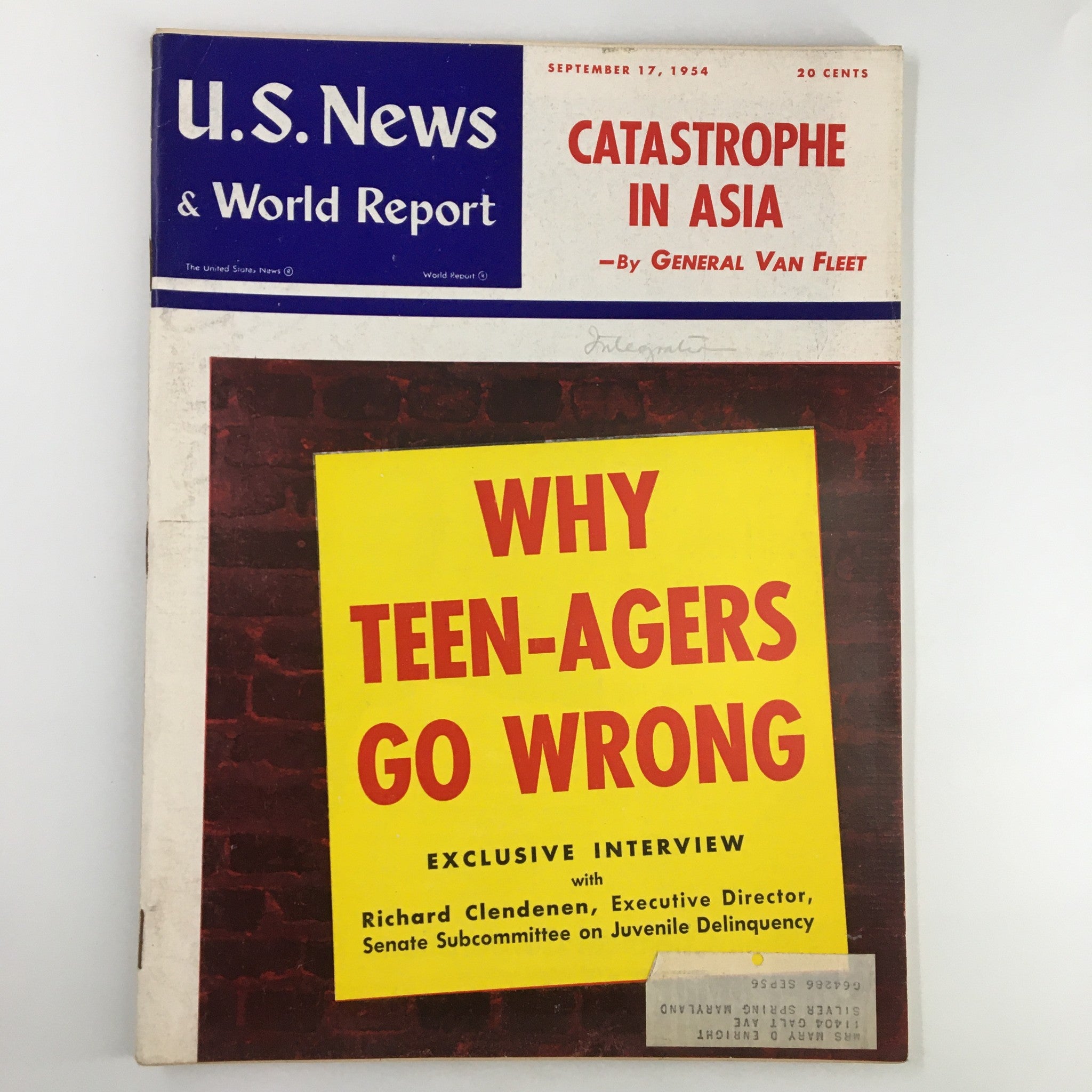 US News & World Report Magazine September 17 1954 Why Teen-Agers Goes Wrong