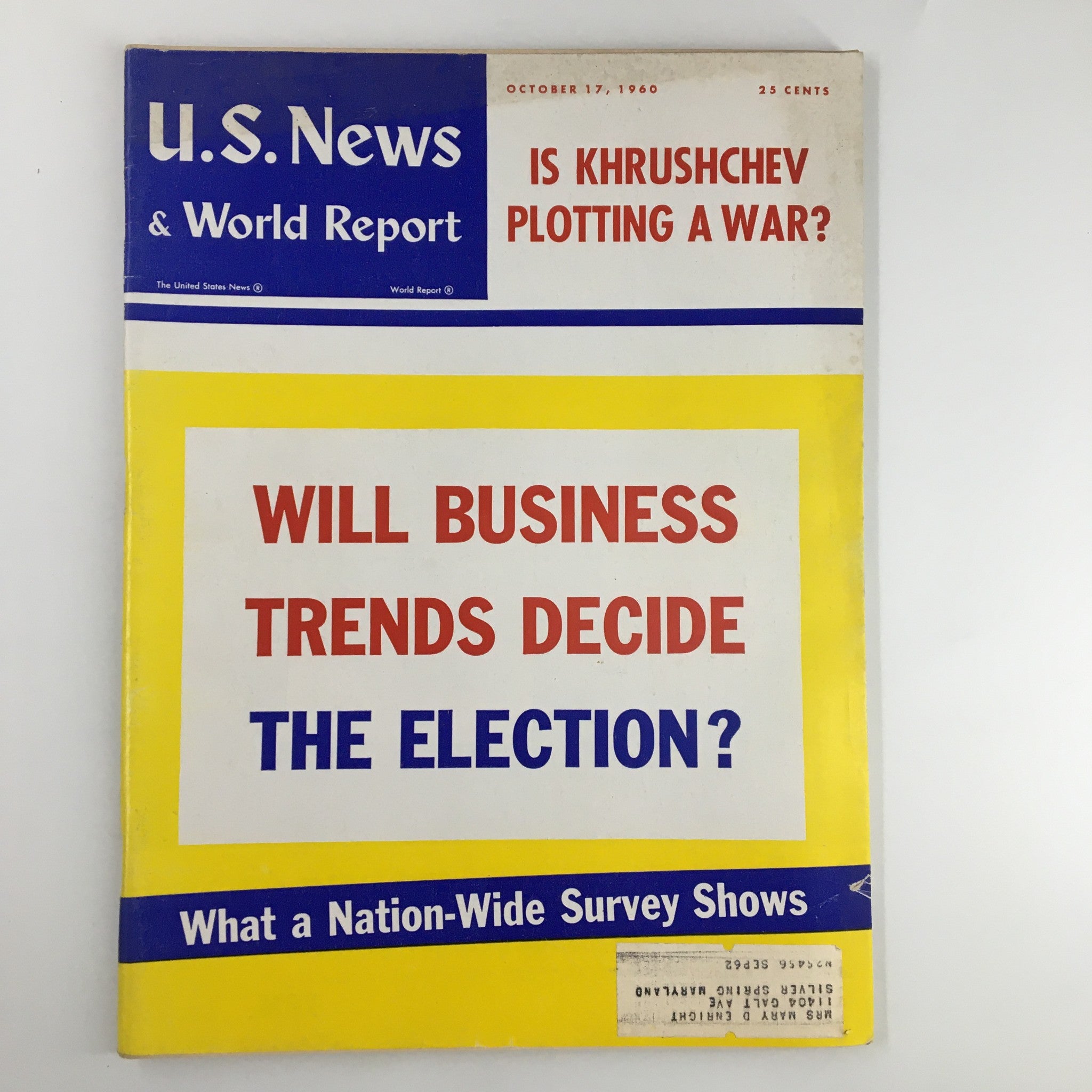 US News & World Report Magazine October 17 1960 Is Khrushchev Plotting A War?