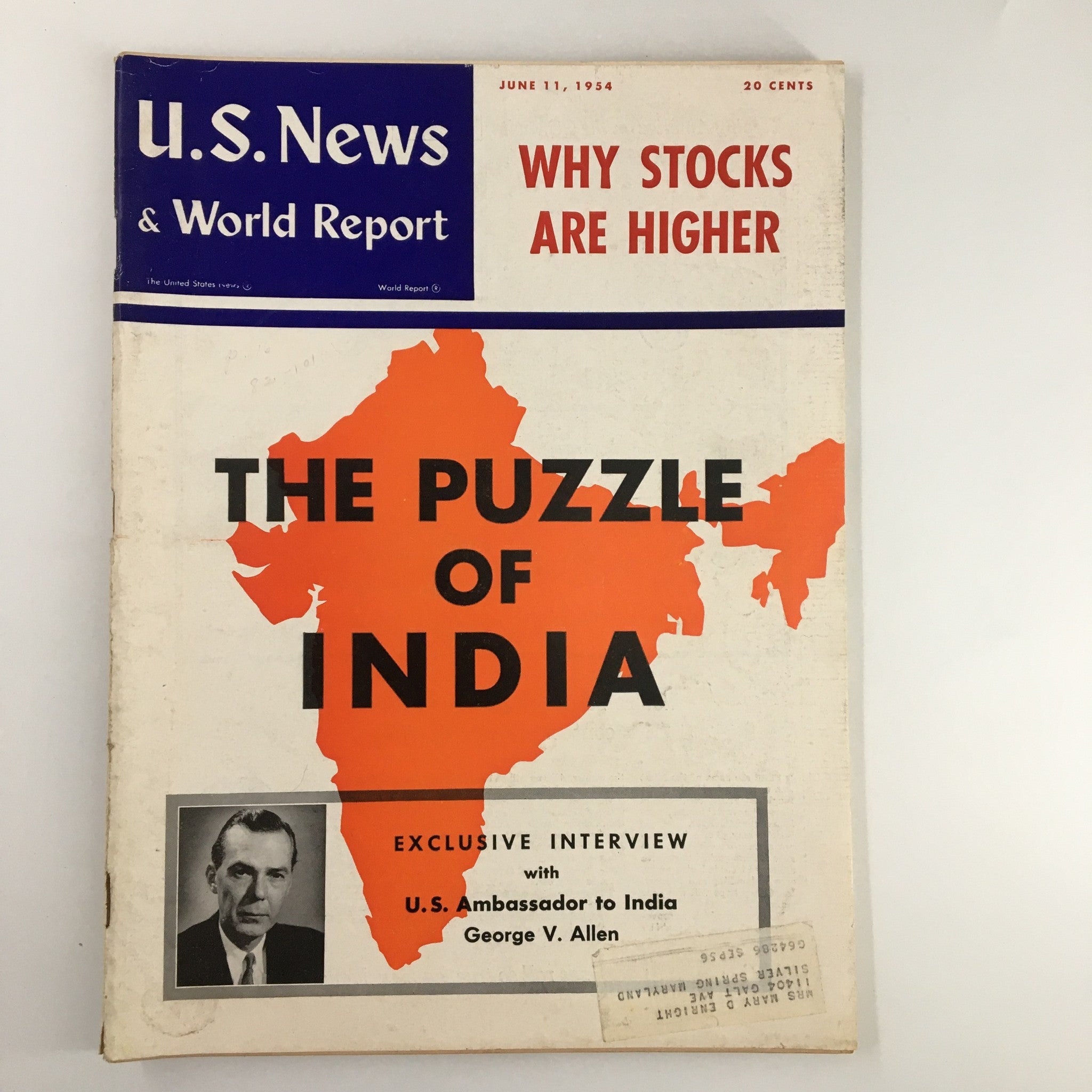 US News & World Report Magazine June 11 1954 U.S. Ambassador George V. Allen