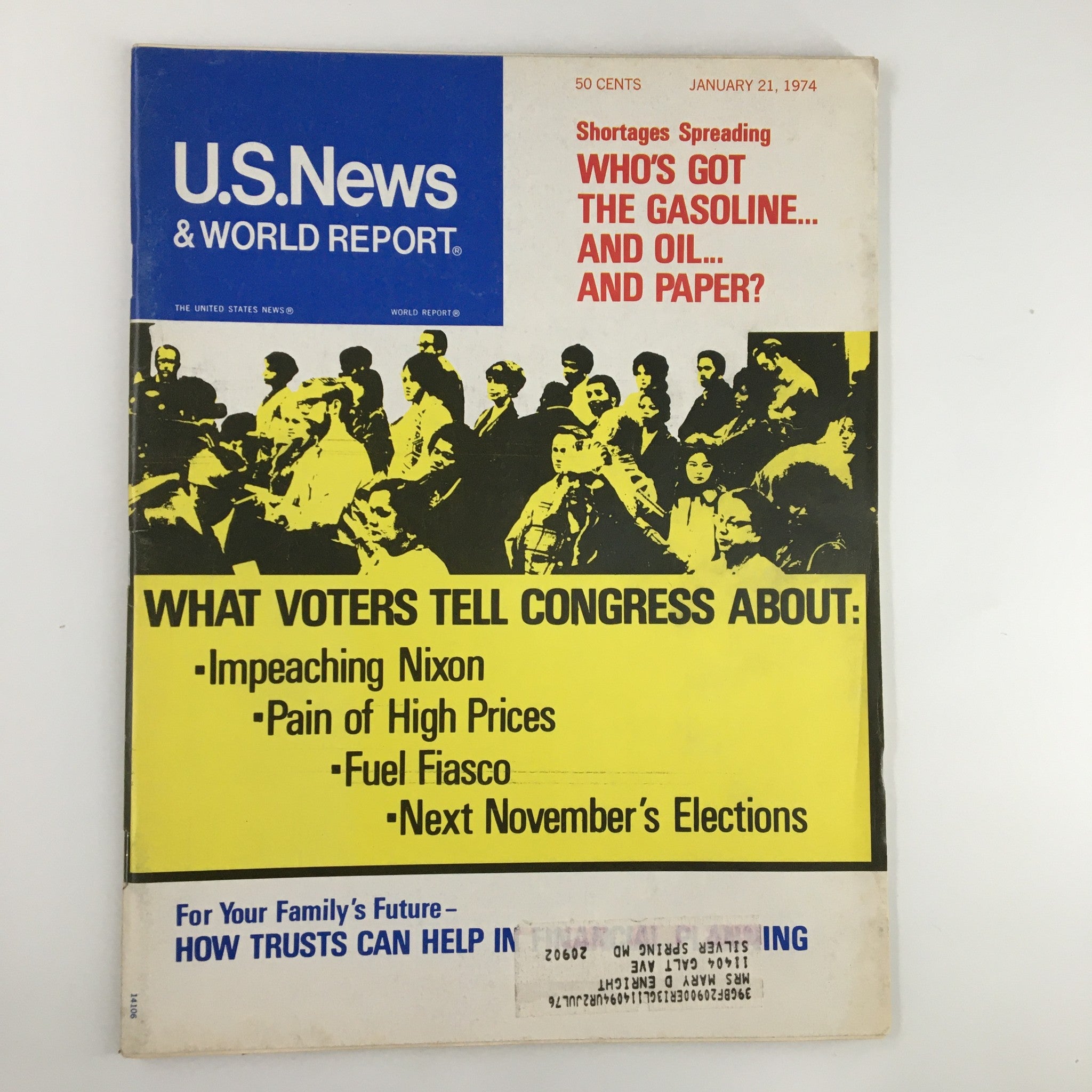 US News & World Report Magazine January 21 1974 What Voters Tell Congress About