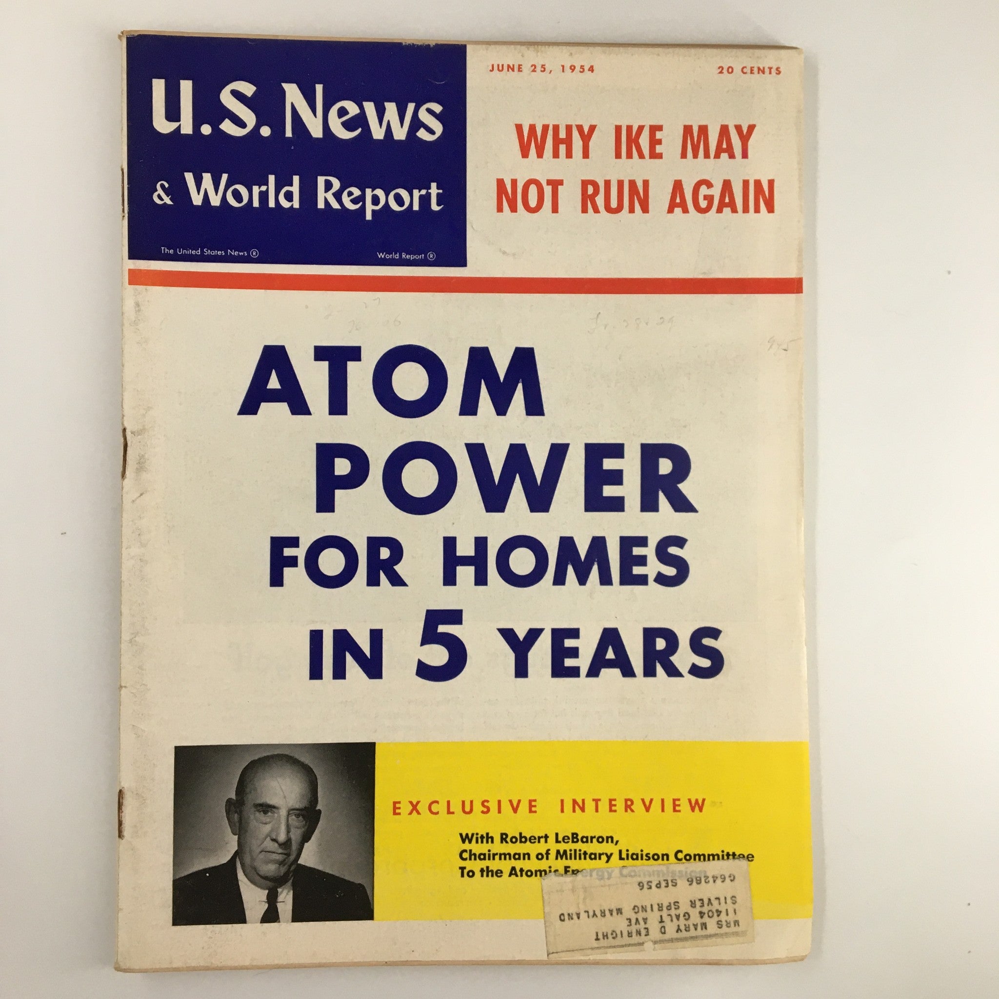 US News & World Report Magazine June 25 1954 Atom Power for Homes in 5 Years