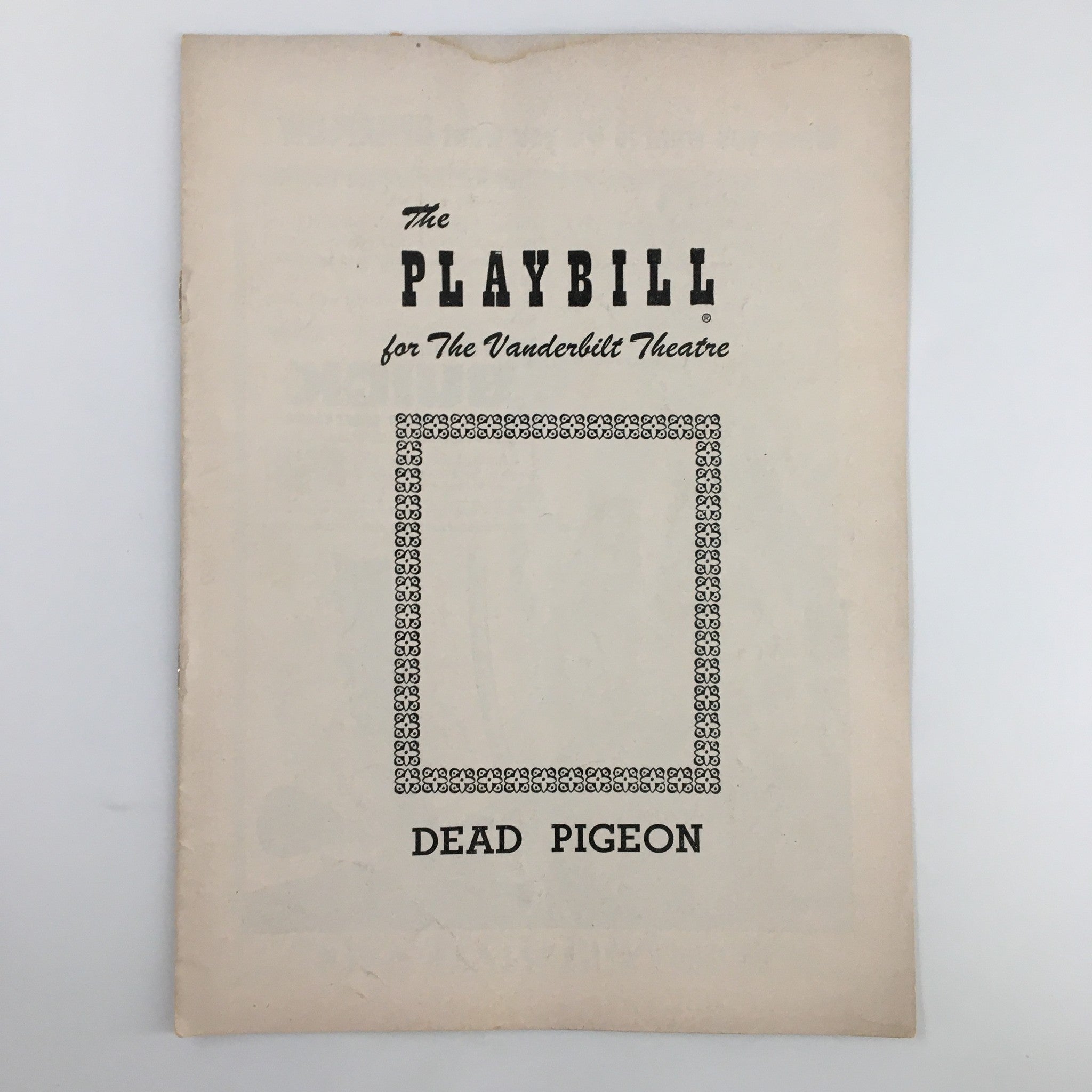 1953 Playbill The Vanderbilt Theatre Harald Bromley in Dead Pigeon