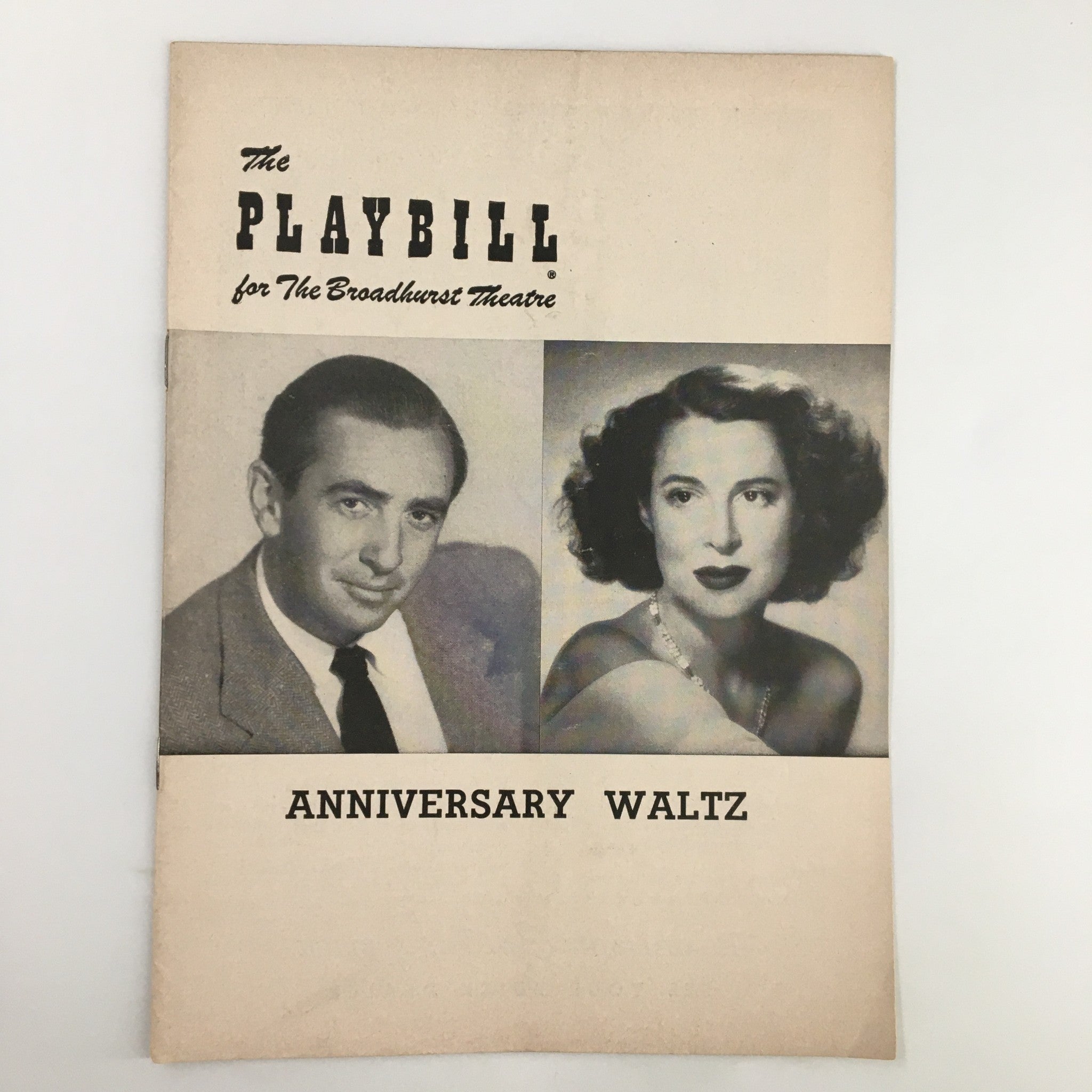 1954 Playbill The Broadhurst Theatre Macdonald Carey in Anniversary Waltz