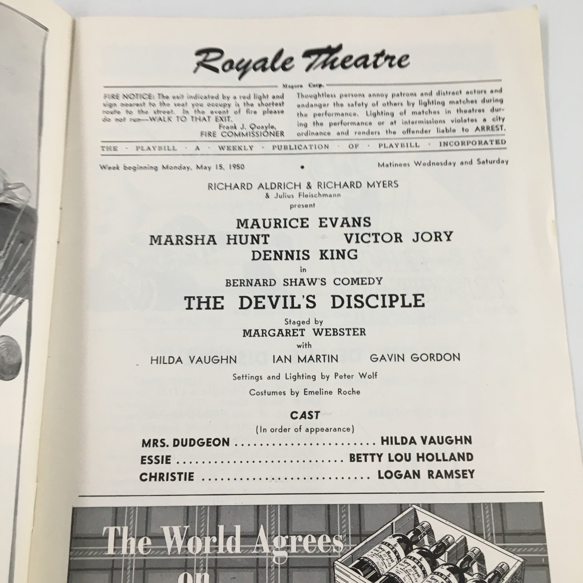 1950 Playbill Royale Theatre Maurice Evans in The Devil's Disciple