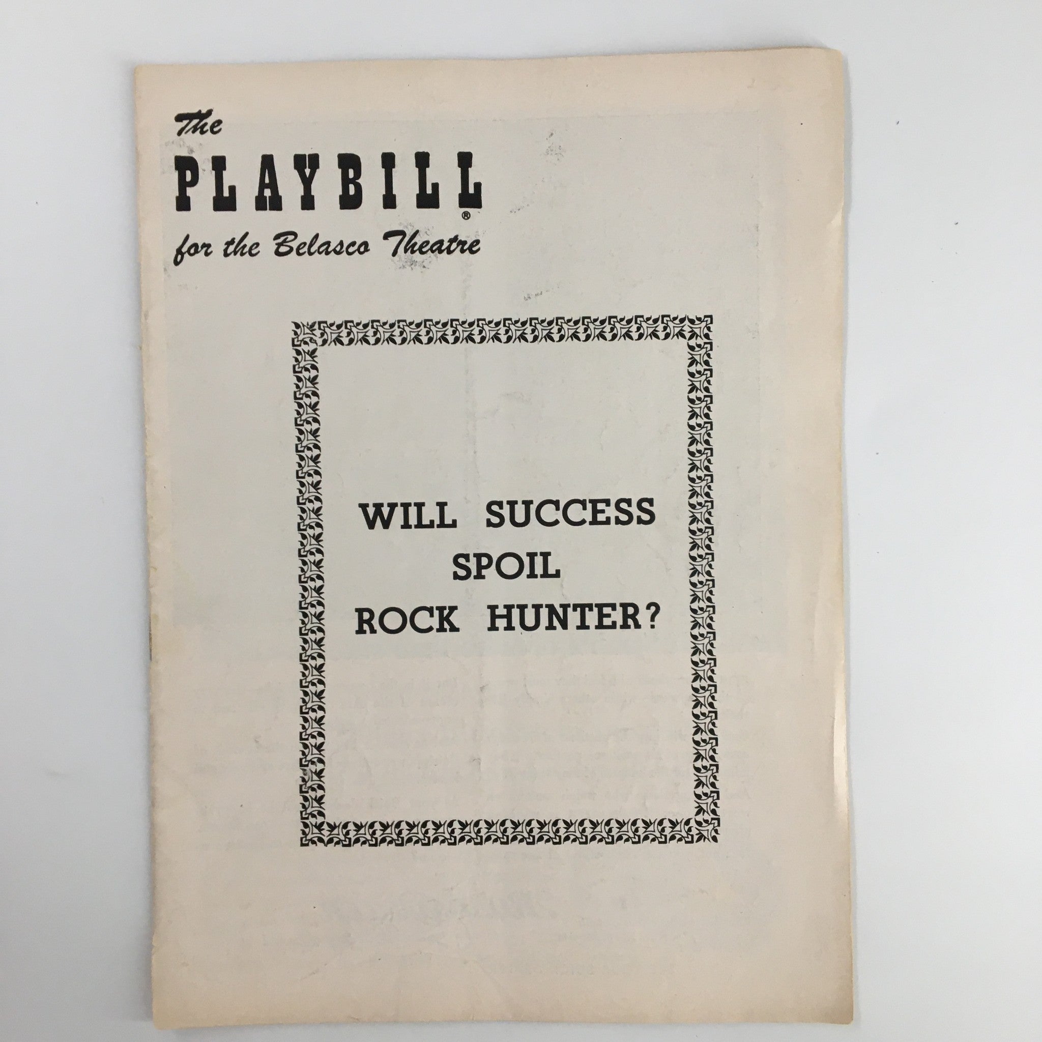 1956 Playbill Belasco Theatre George Axelrod's Will Success Spoil Rock Hunter