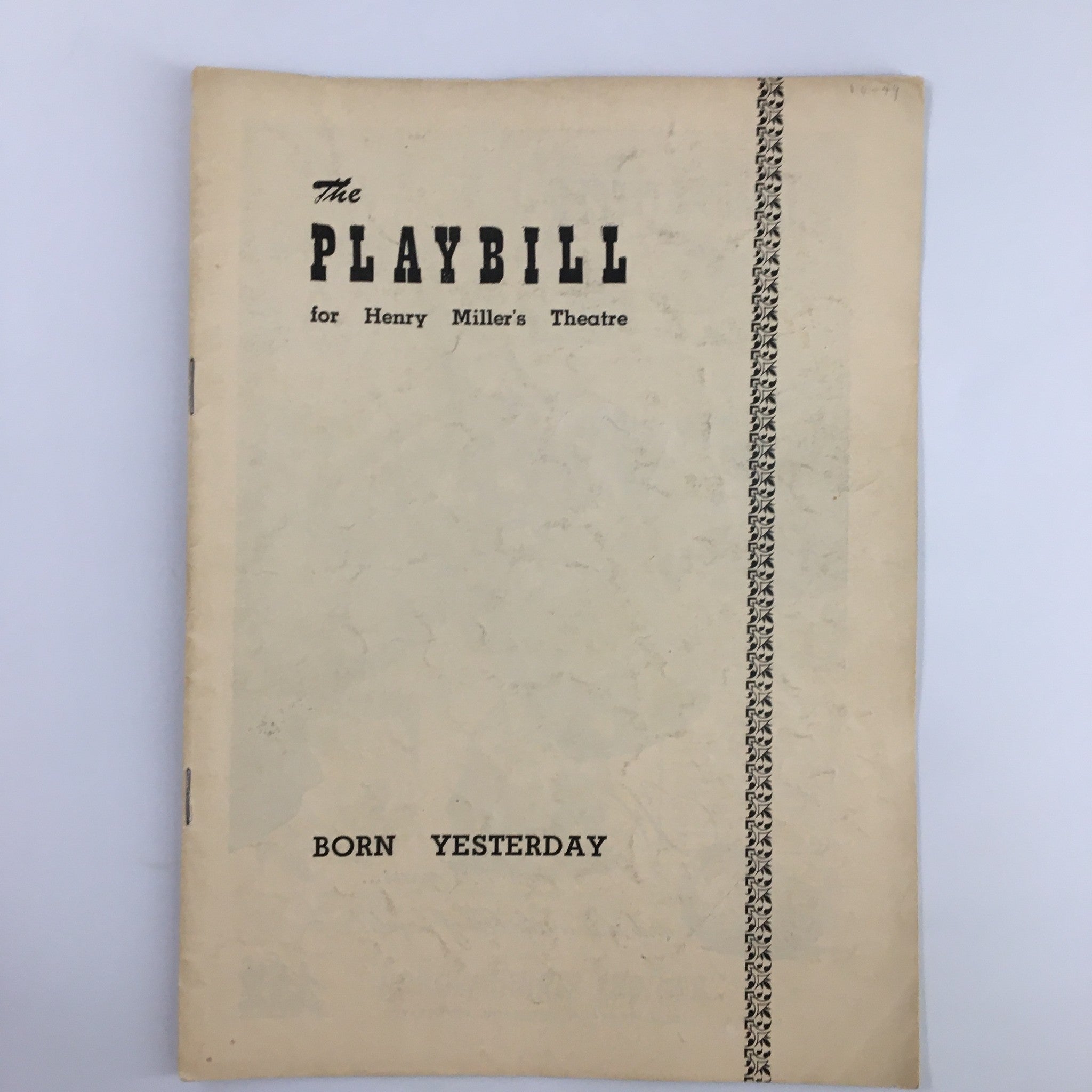 1949 Playbill Henry Miller's Theatre Max Gordon in Born Yesterday