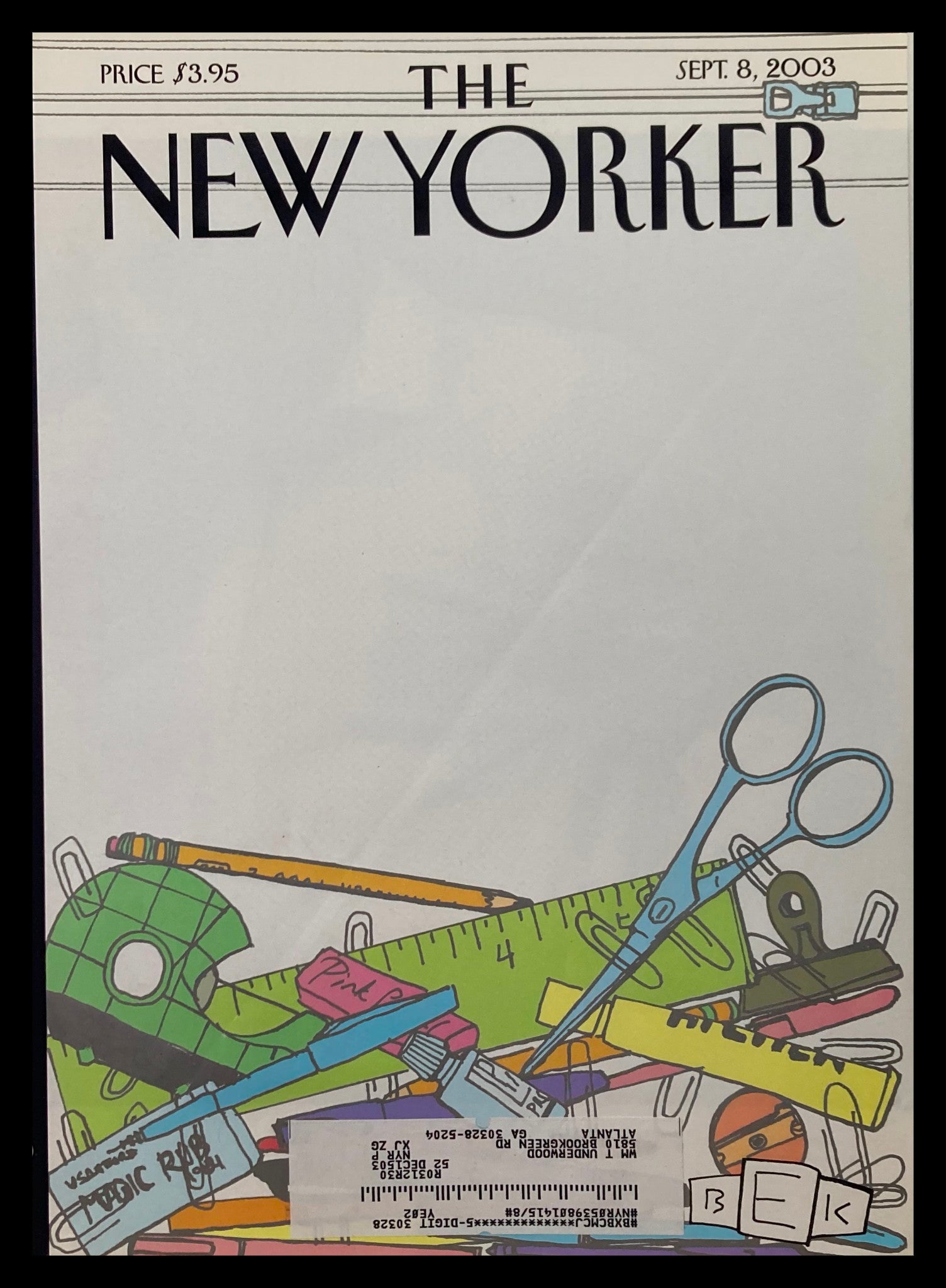 COVER ONLY The New Yorker September 8 2003 In The Bag by Eric Kaplan