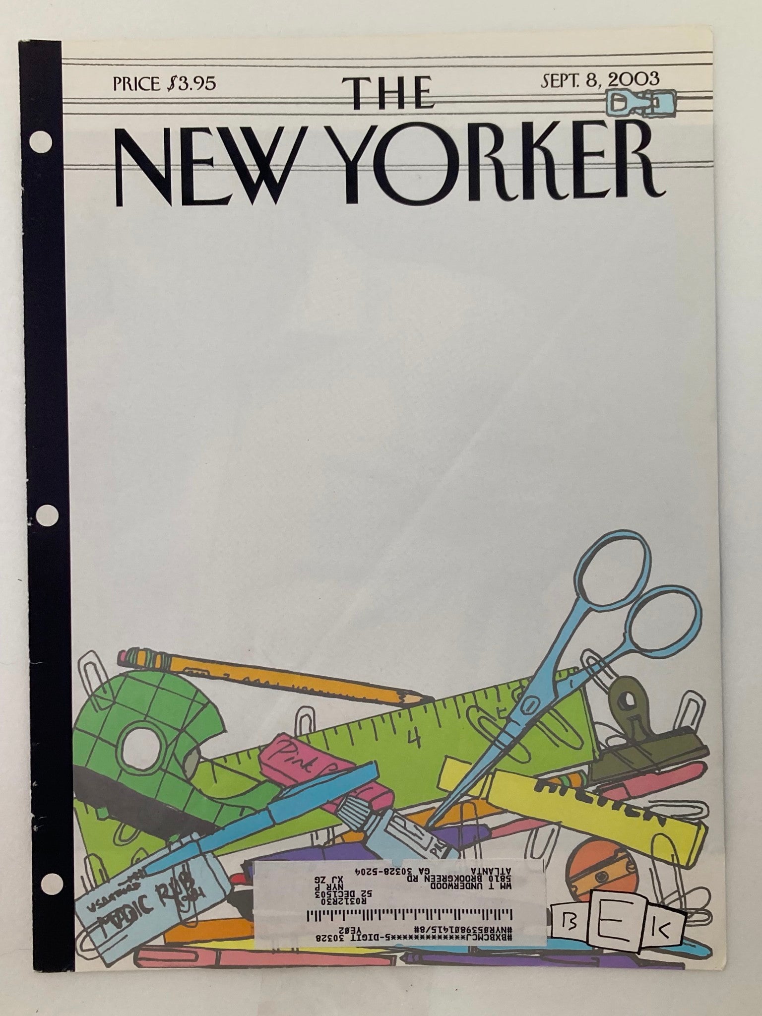 COVER ONLY The New Yorker September 8 2003 In The Bag by Eric Kaplan