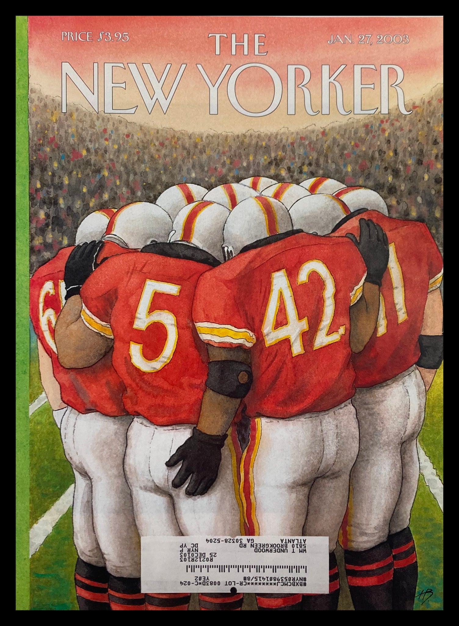 COVER ONLY The New Yorker January 27 2003 Lateral Pass by Harry Bliss