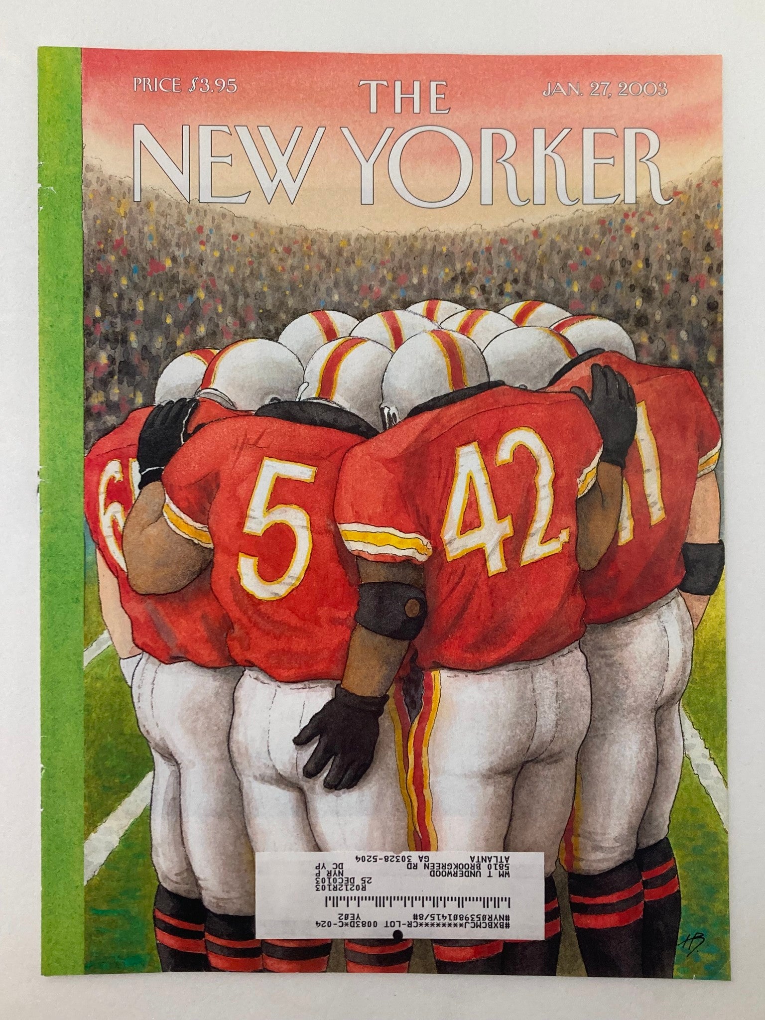 COVER ONLY The New Yorker January 27 2003 Lateral Pass by Harry Bliss