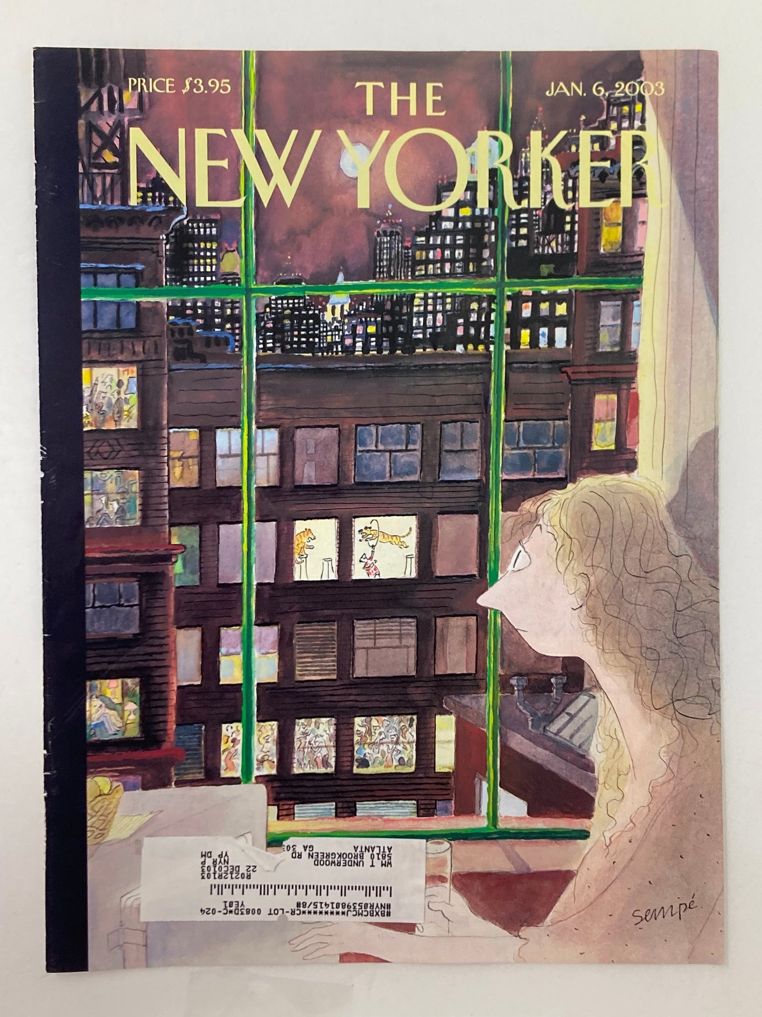 COVER ONLY The New Yorker January 6 2003 Silence of the Night Jean-Jacques Sempé