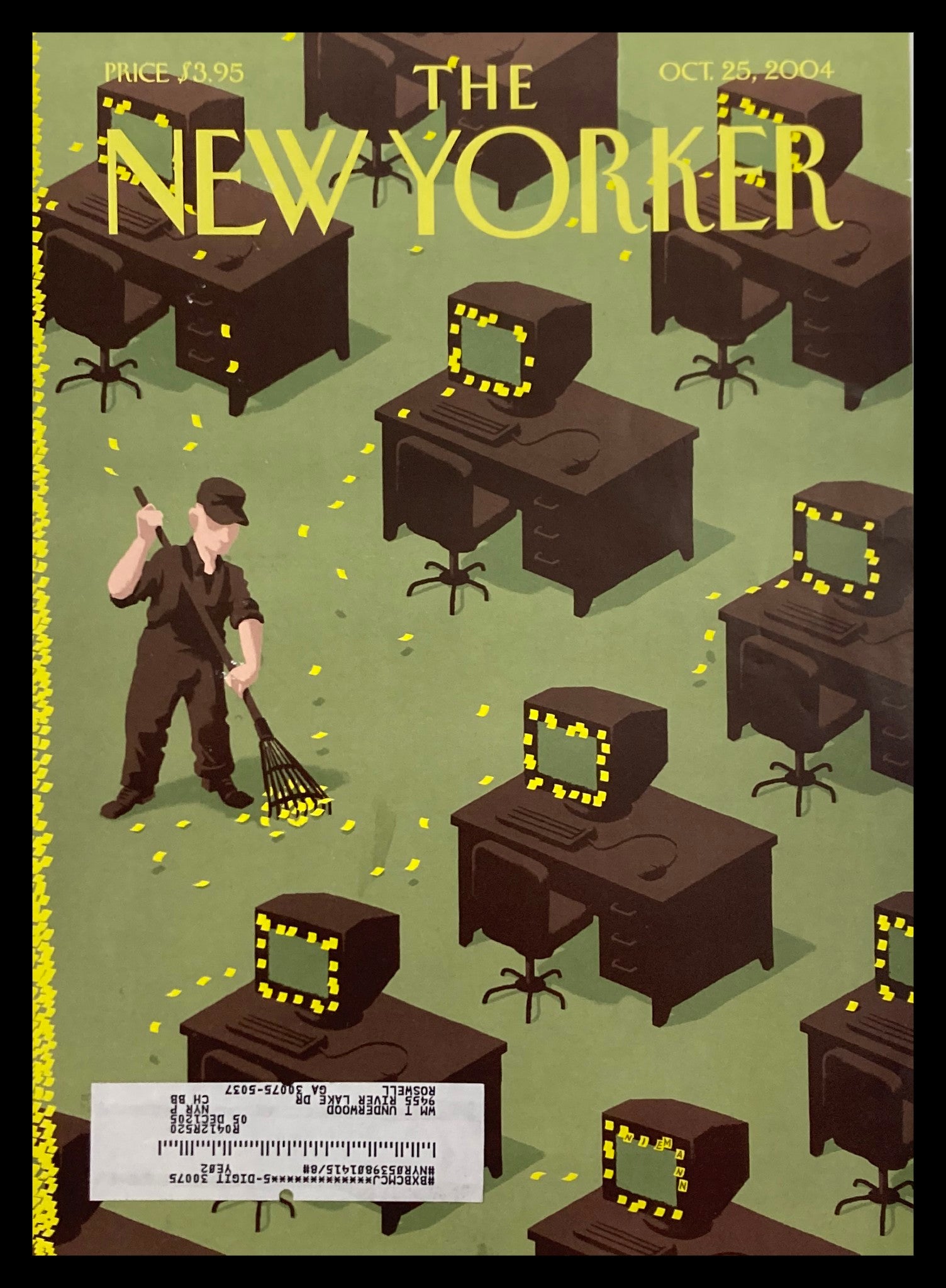 COVER ONLY The New Yorker October 25 2004 Autumn Chores by Christoph Niemann