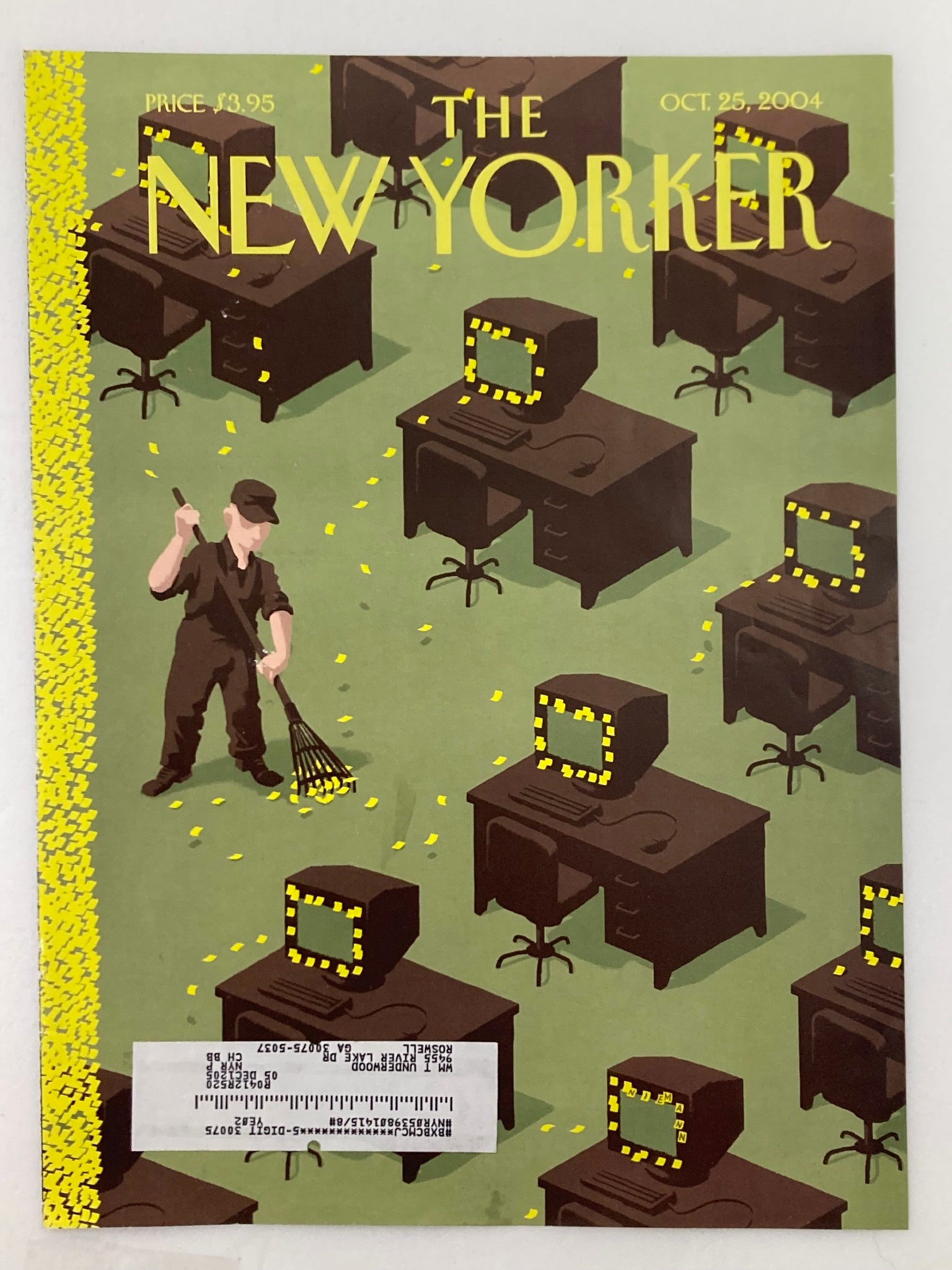 COVER ONLY The New Yorker October 25 2004 Autumn Chores by Christoph Niemann