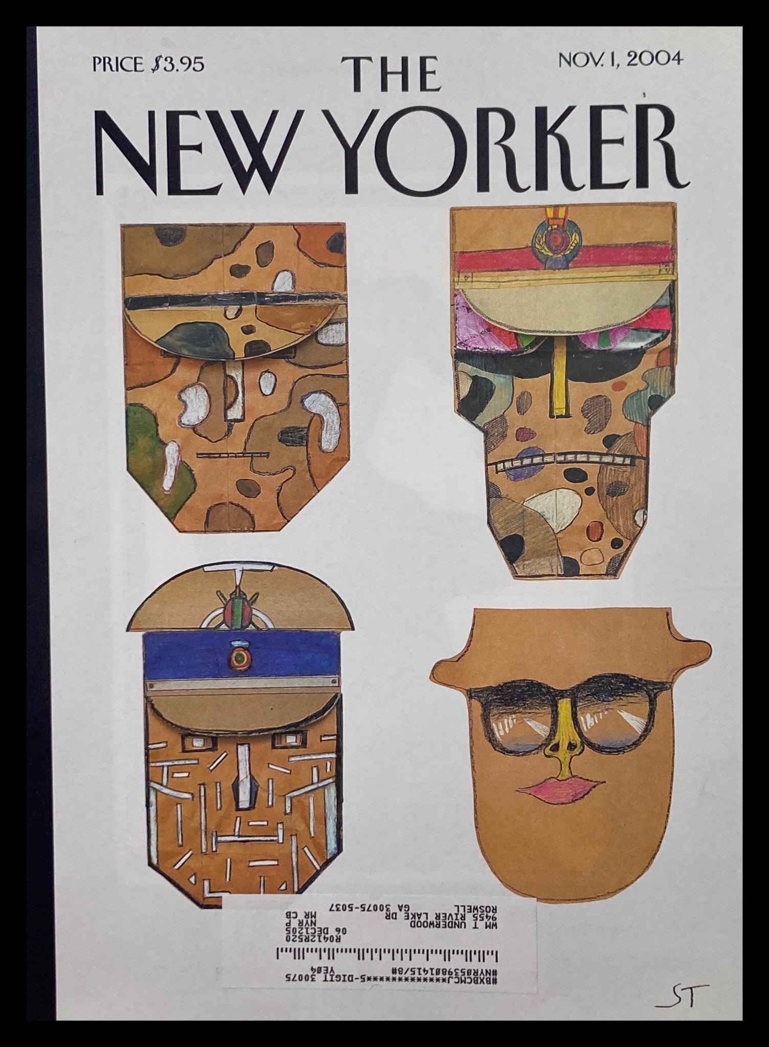 COVER ONLY The New Yorker November 1 2004 Choice for President by Saul Steinberg