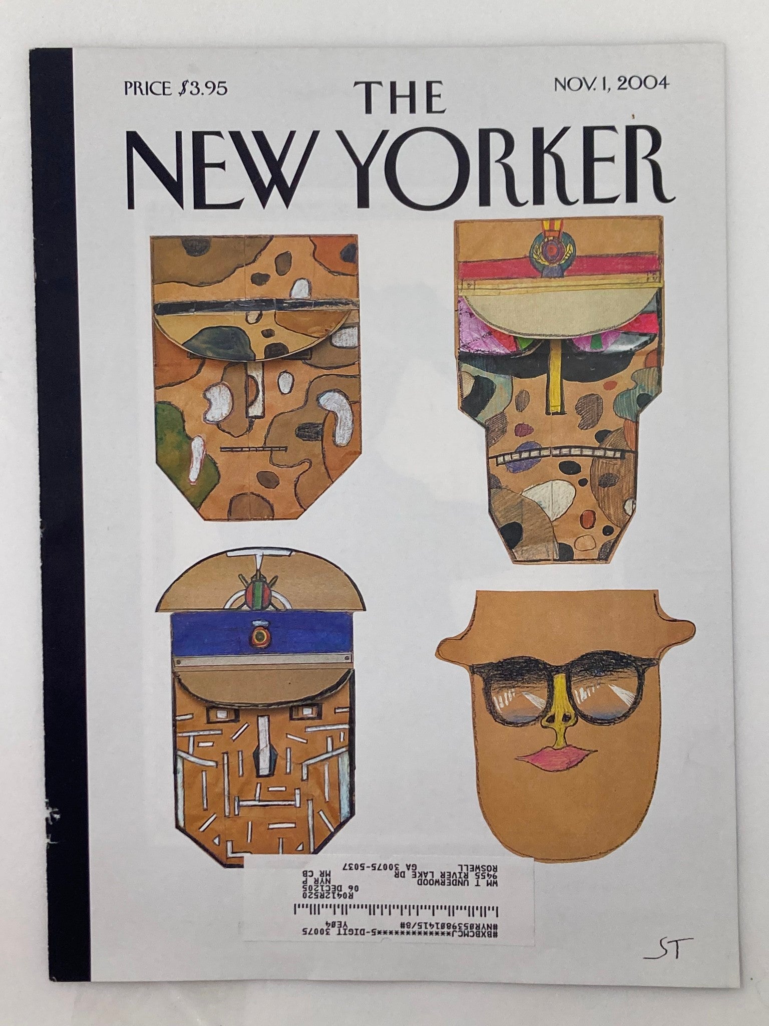 COVER ONLY The New Yorker November 1 2004 Choice for President by Saul Steinberg