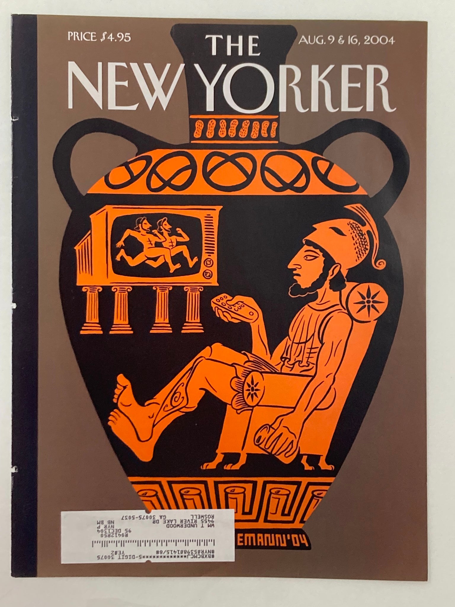 COVER ONLY The New Yorker August 9 2004 Modern Olympics by Christoph Niemann