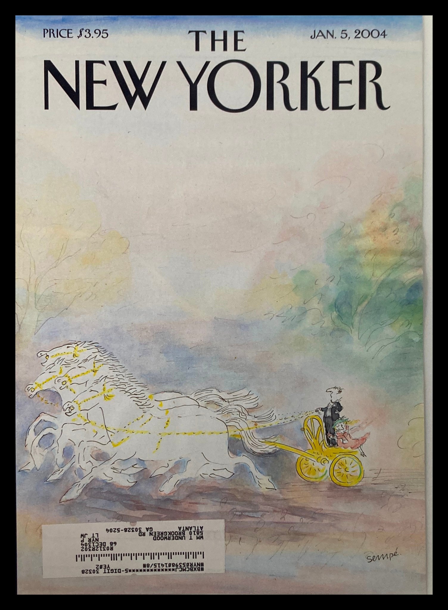 COVER ONLY The New Yorker January 5 2004 Carriage by Jean-Jacques Sempé