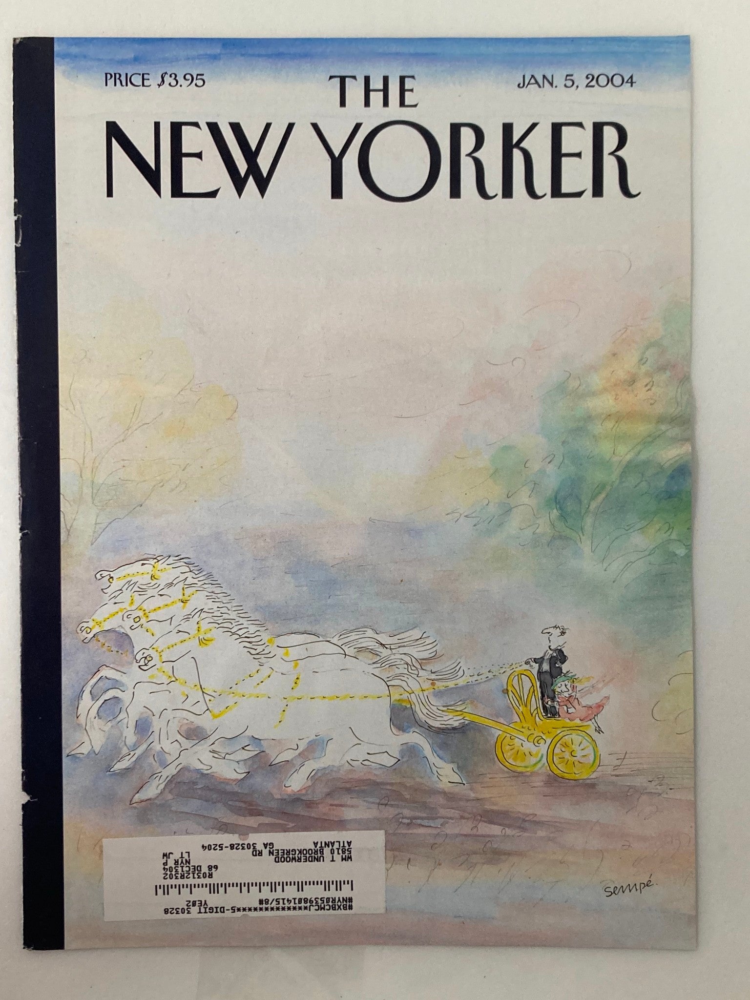 COVER ONLY The New Yorker January 5 2004 Carriage by Jean-Jacques Sempé