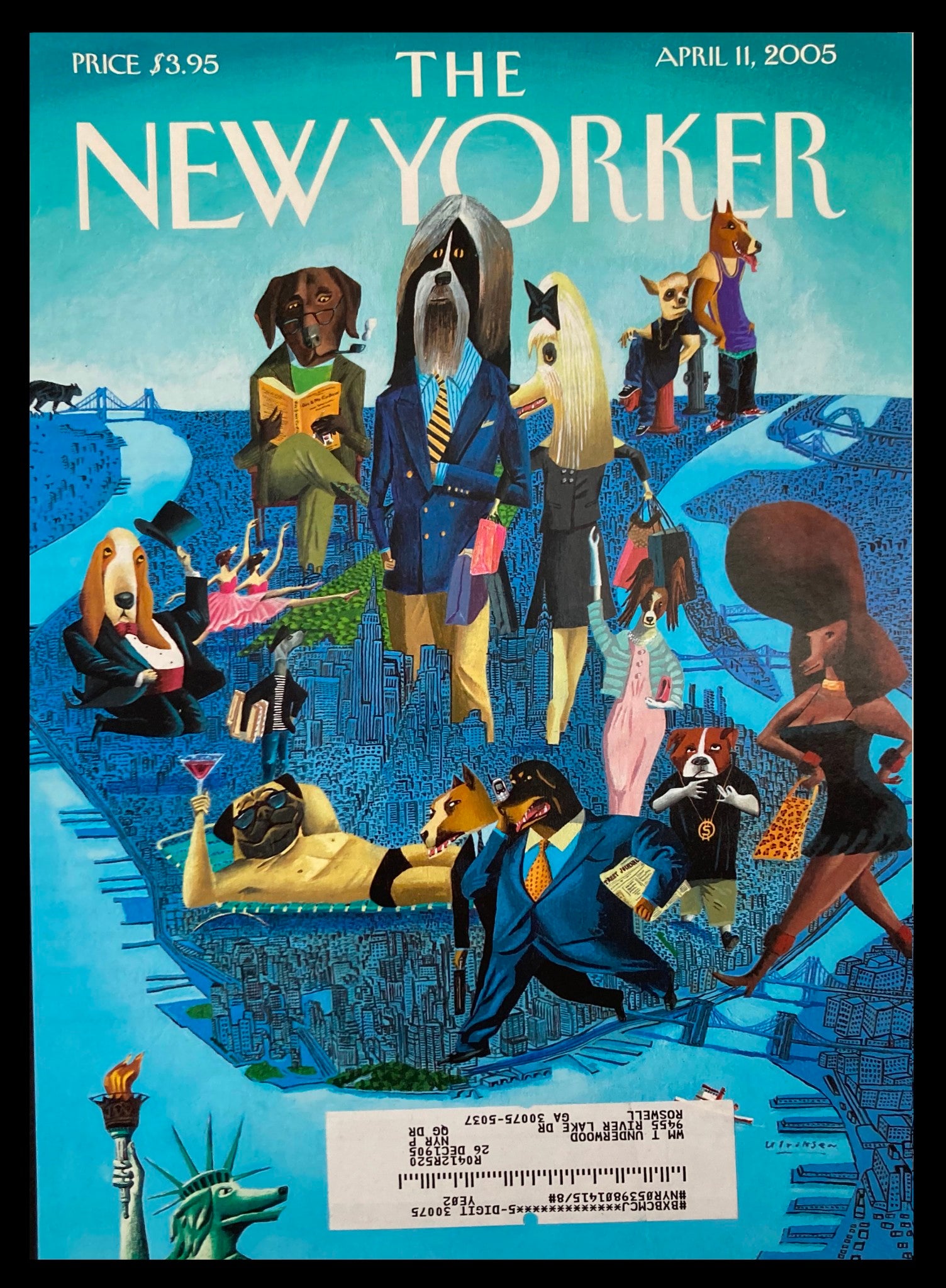 COVER ONLY The New Yorker April 11 2005 City Dogs by Mark Ulriksen