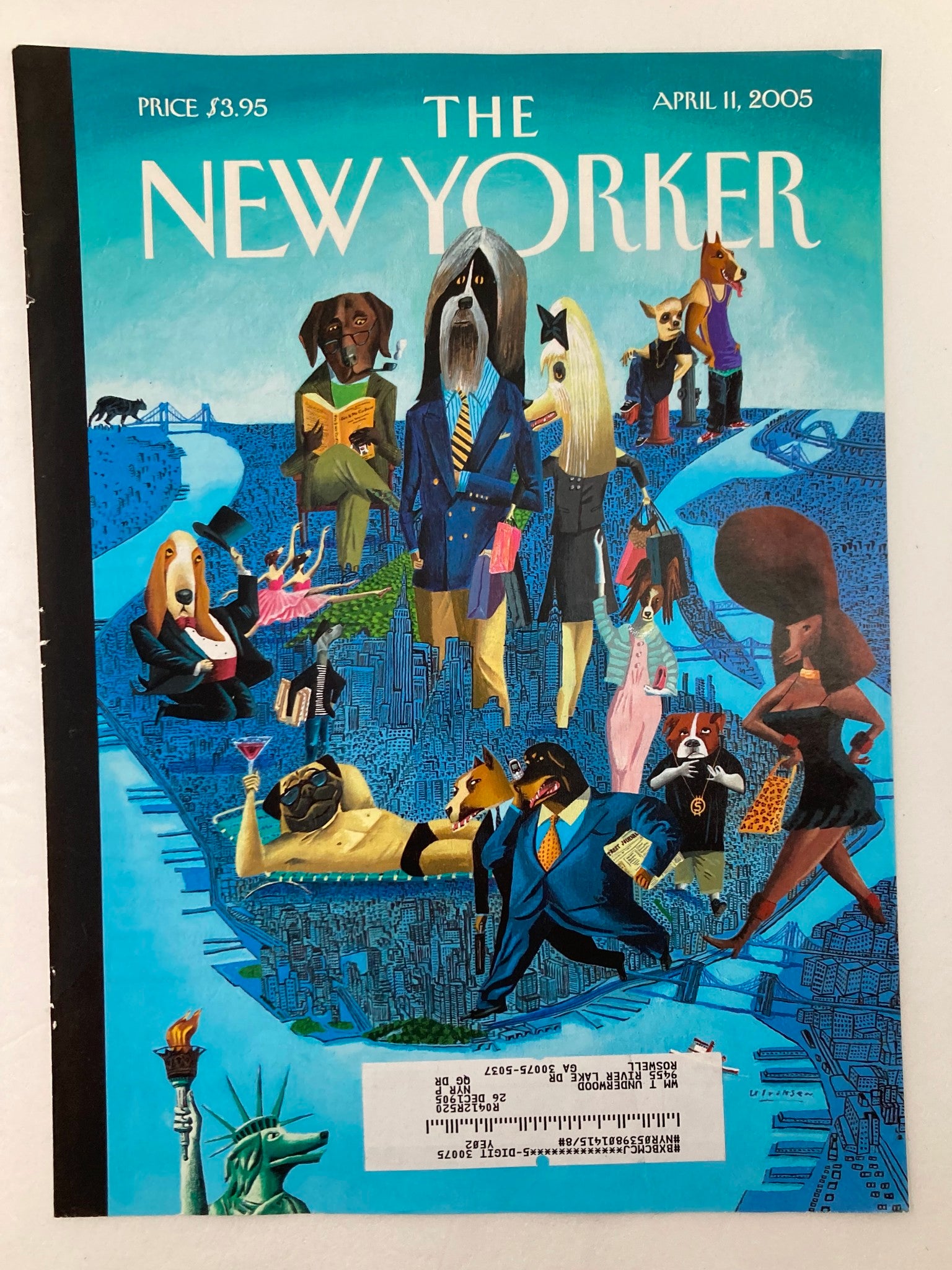 COVER ONLY The New Yorker April 11 2005 City Dogs by Mark Ulriksen