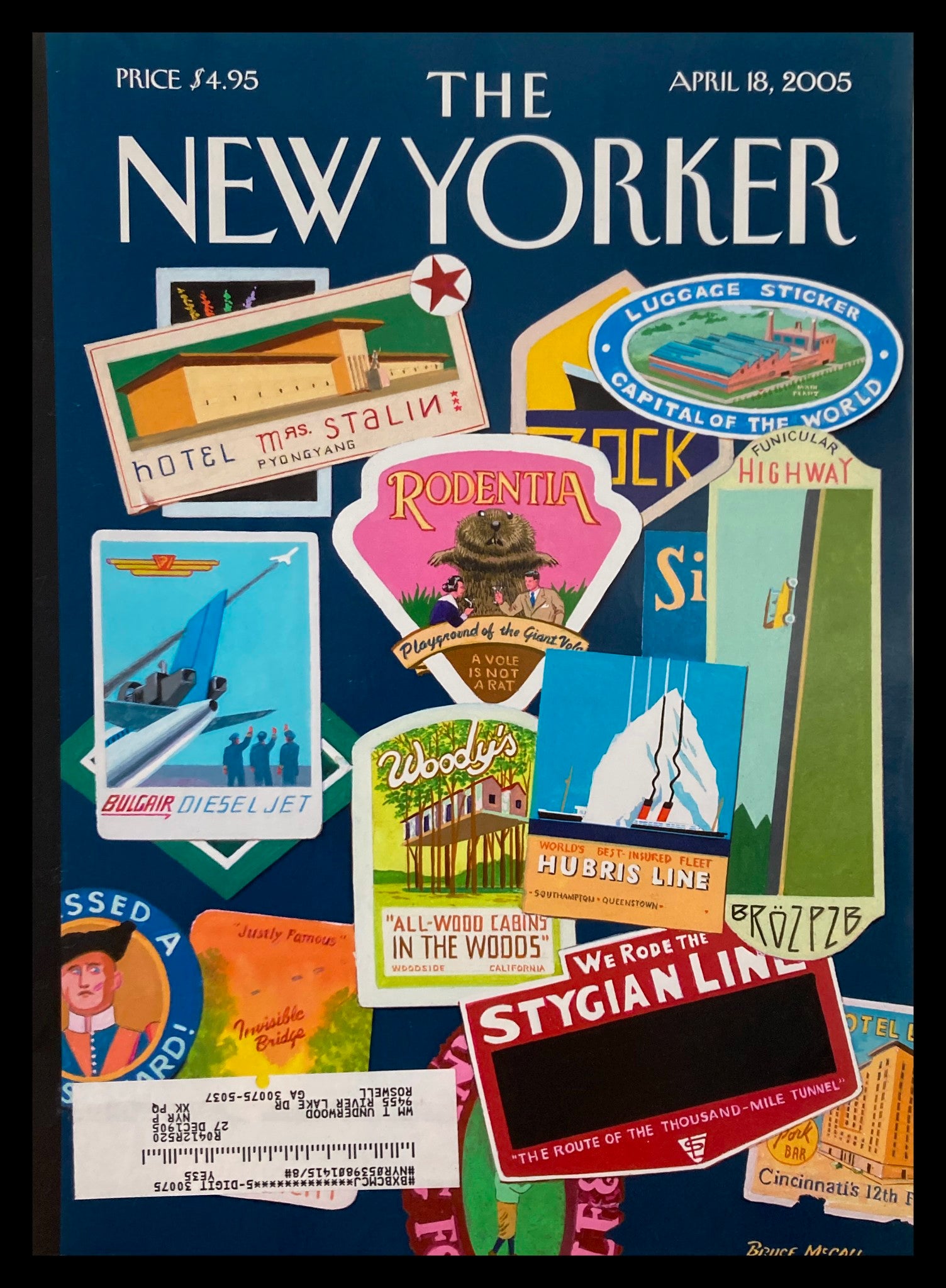 COVER ONLY The New Yorker April 18 2005 The Dollar Problem by Bruce McCall