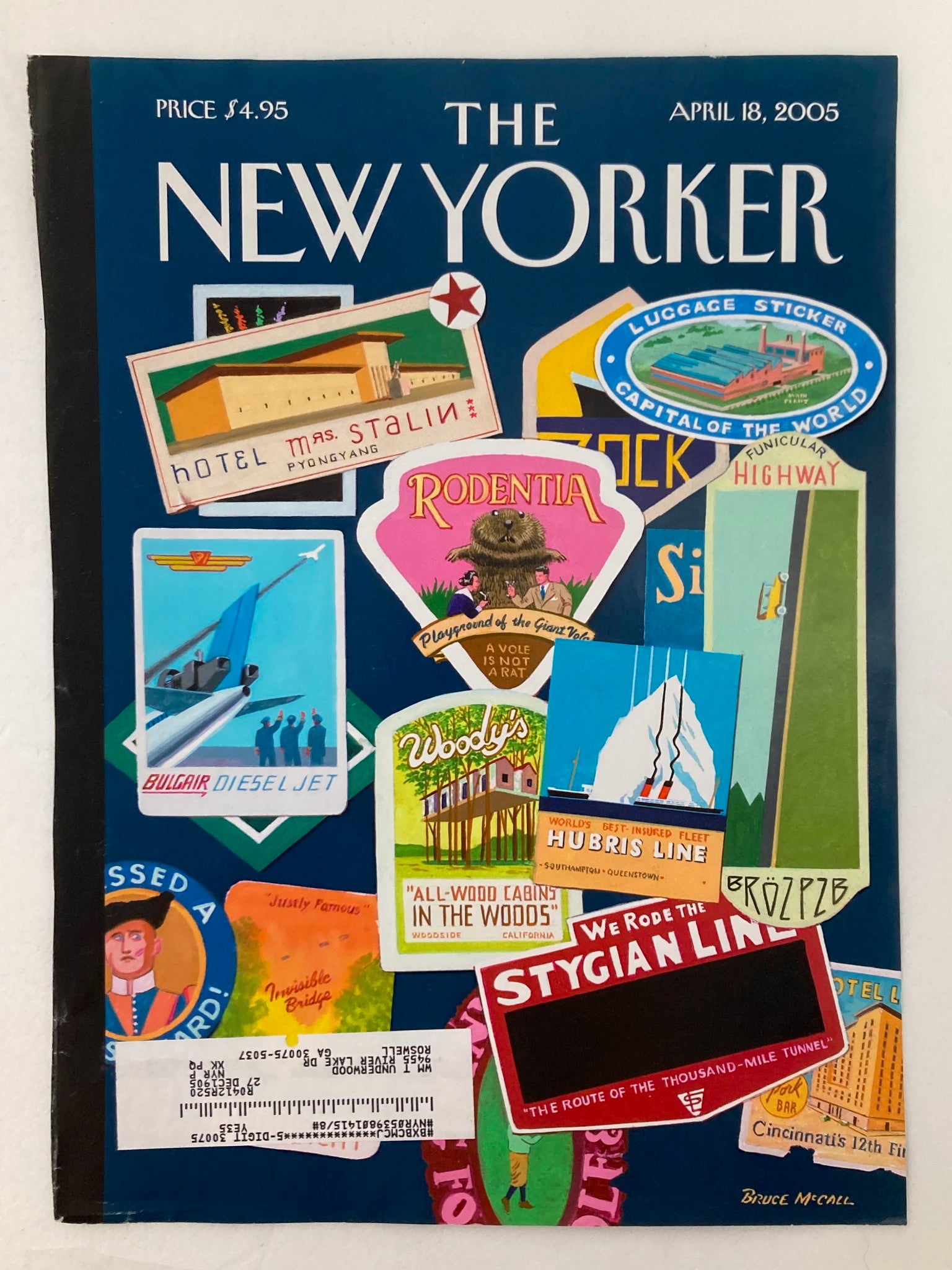 COVER ONLY The New Yorker April 18 2005 The Dollar Problem by Bruce McCall