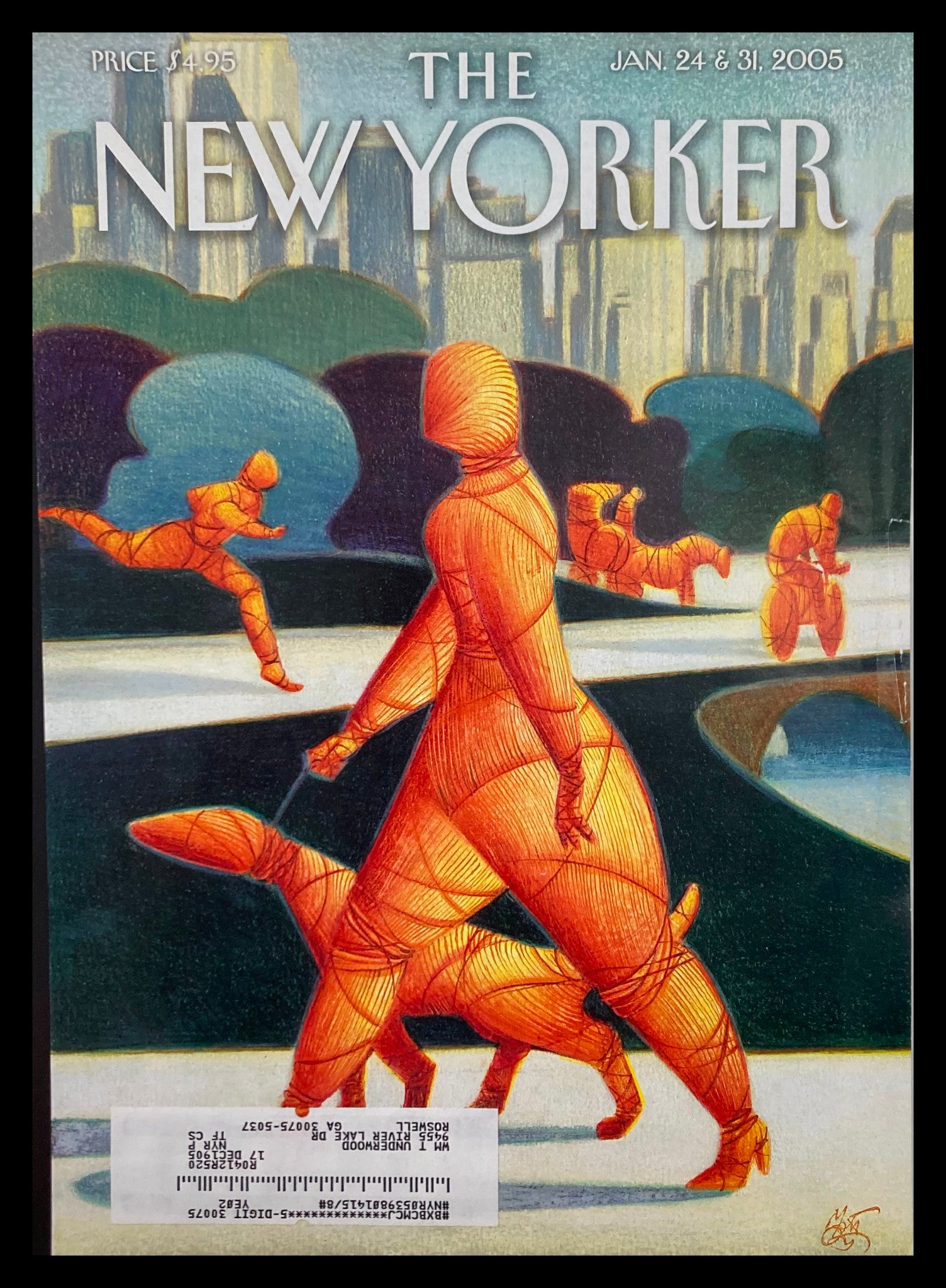 COVER ONLY The New Yorker January 24 2005 Central Park Wrapped Lorenzo Mattotti