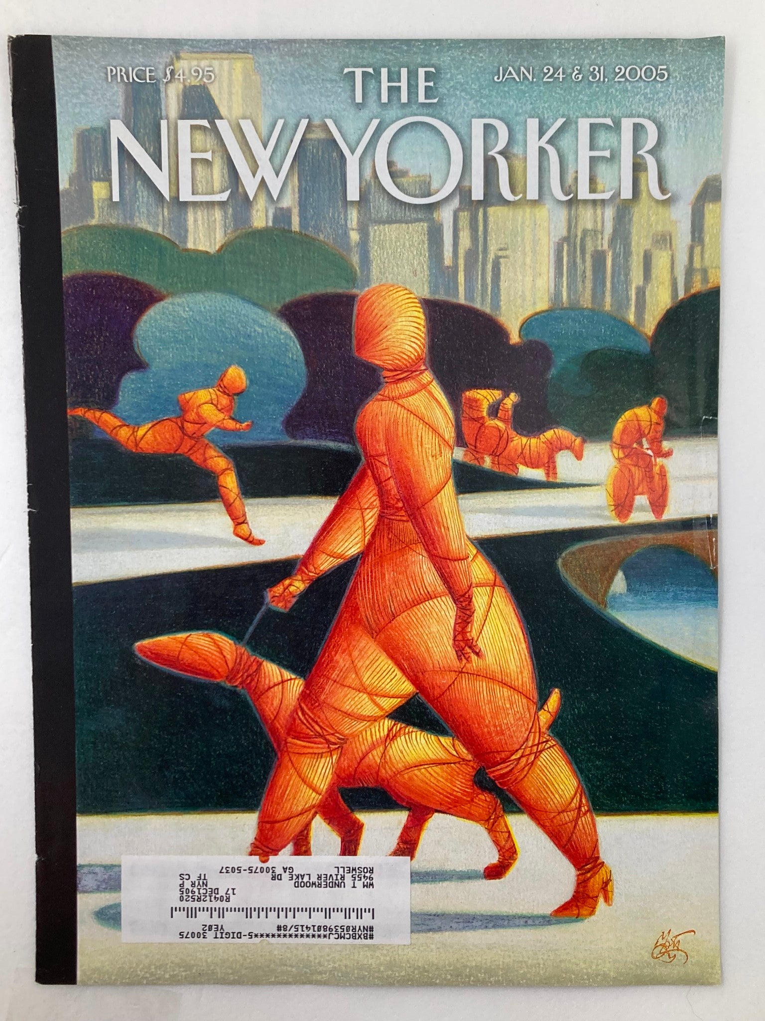 COVER ONLY The New Yorker January 24 2005 Central Park Wrapped Lorenzo Mattotti