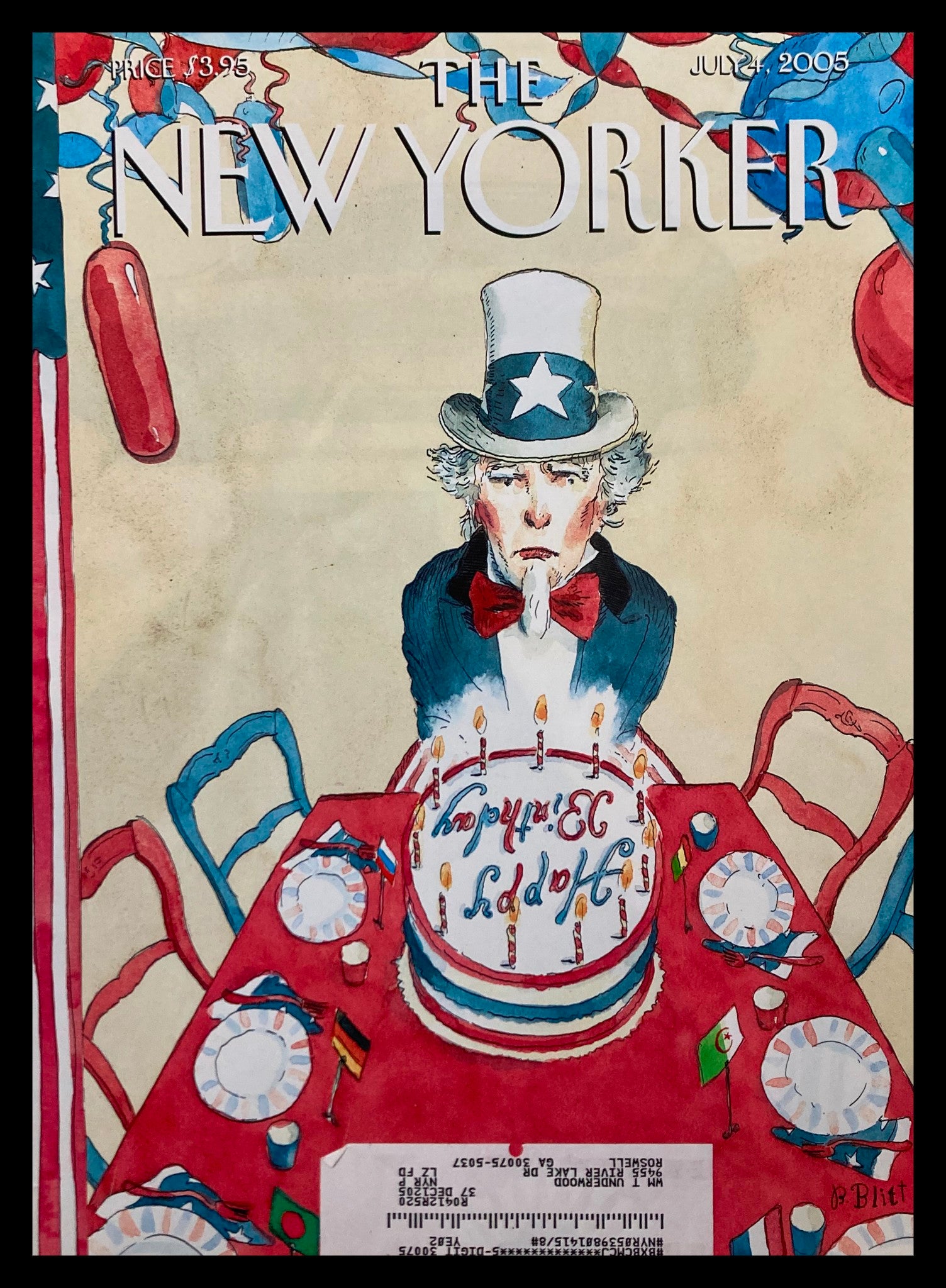 COVER ONLY The New Yorker July 4 2005 Party of Clad by Barry Blitt