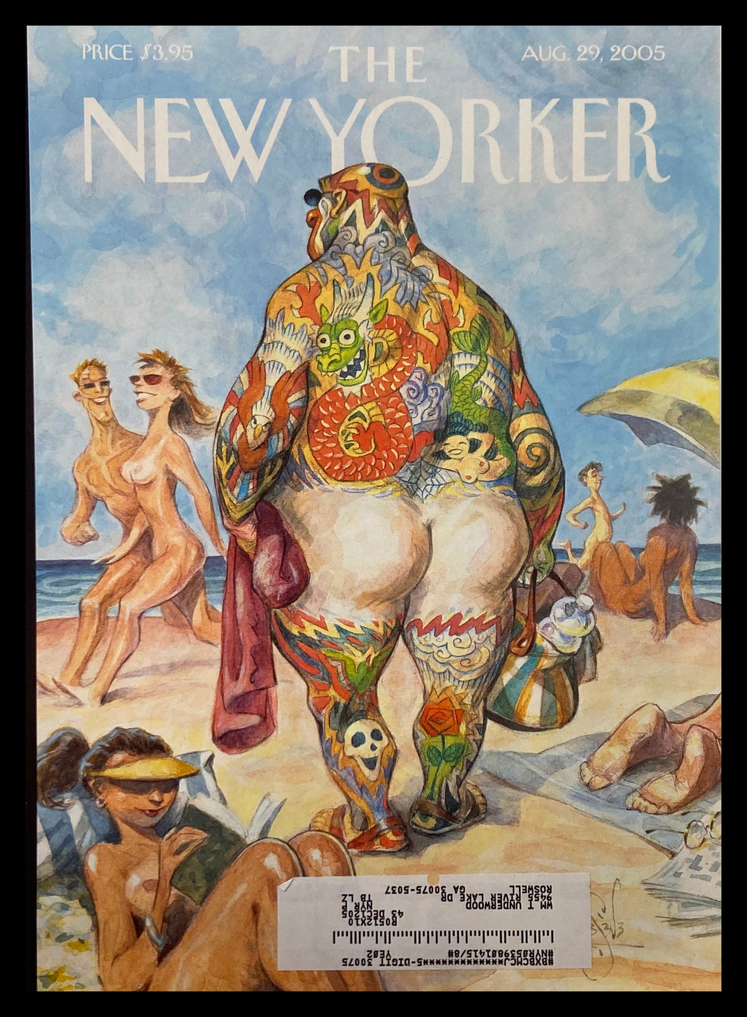 COVER ONLY The New Yorker August 29 2005 Beach Bum by Peter de Seve