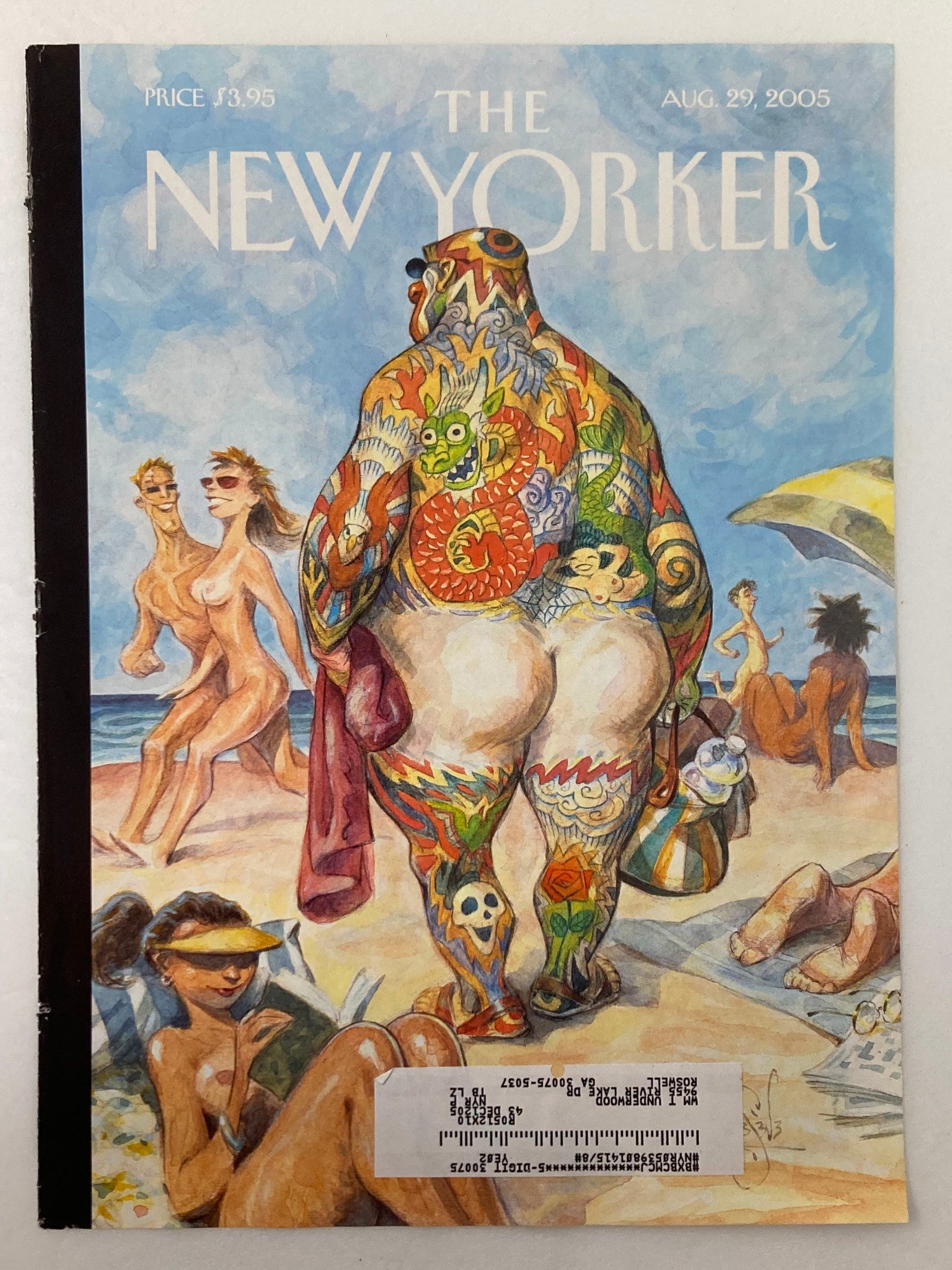 COVER ONLY The New Yorker August 29 2005 Beach Bum by Peter de Seve