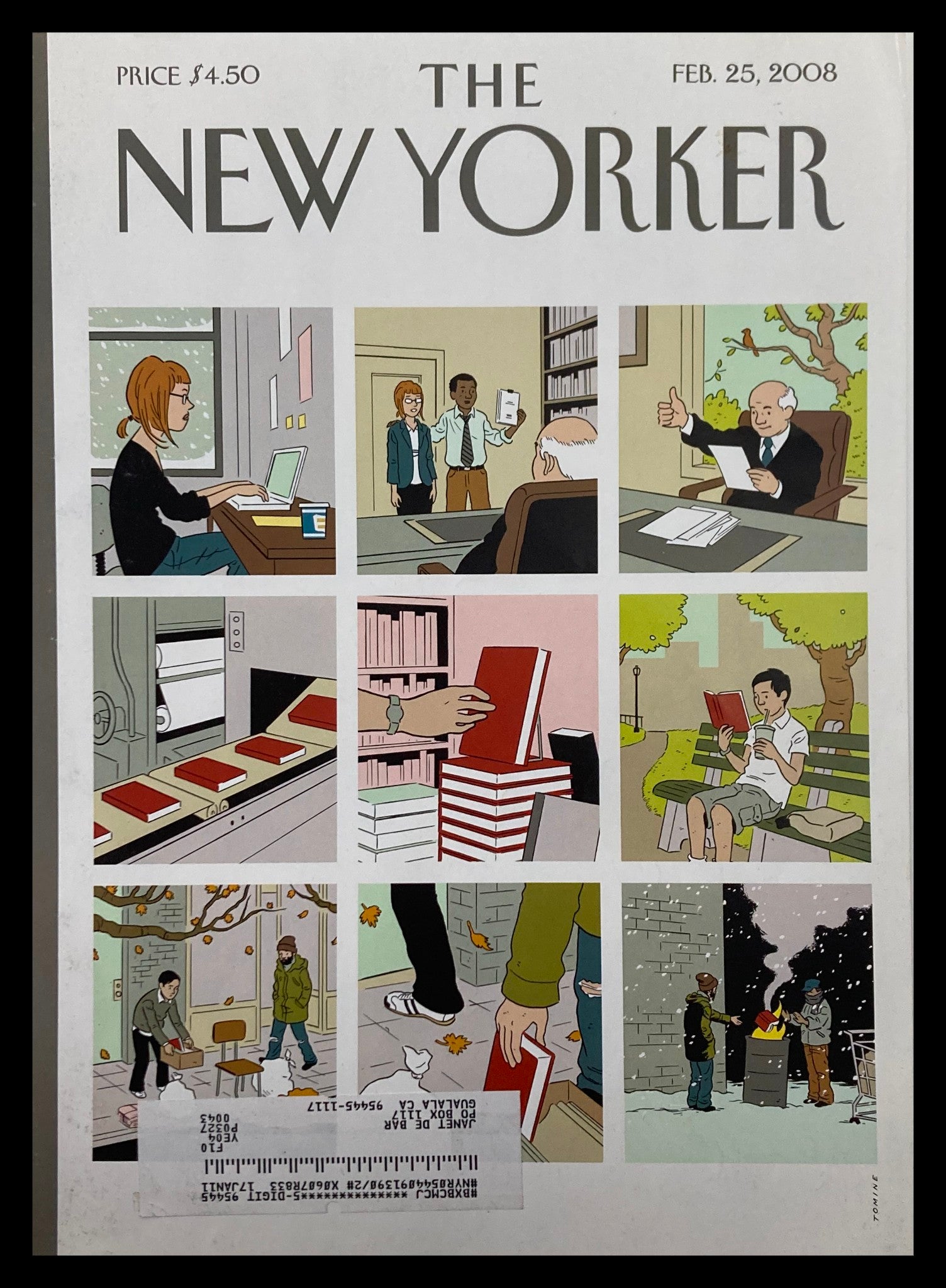 COVER ONLY The New Yorker February 25 2008 Shelf Life by Adrian Tomine