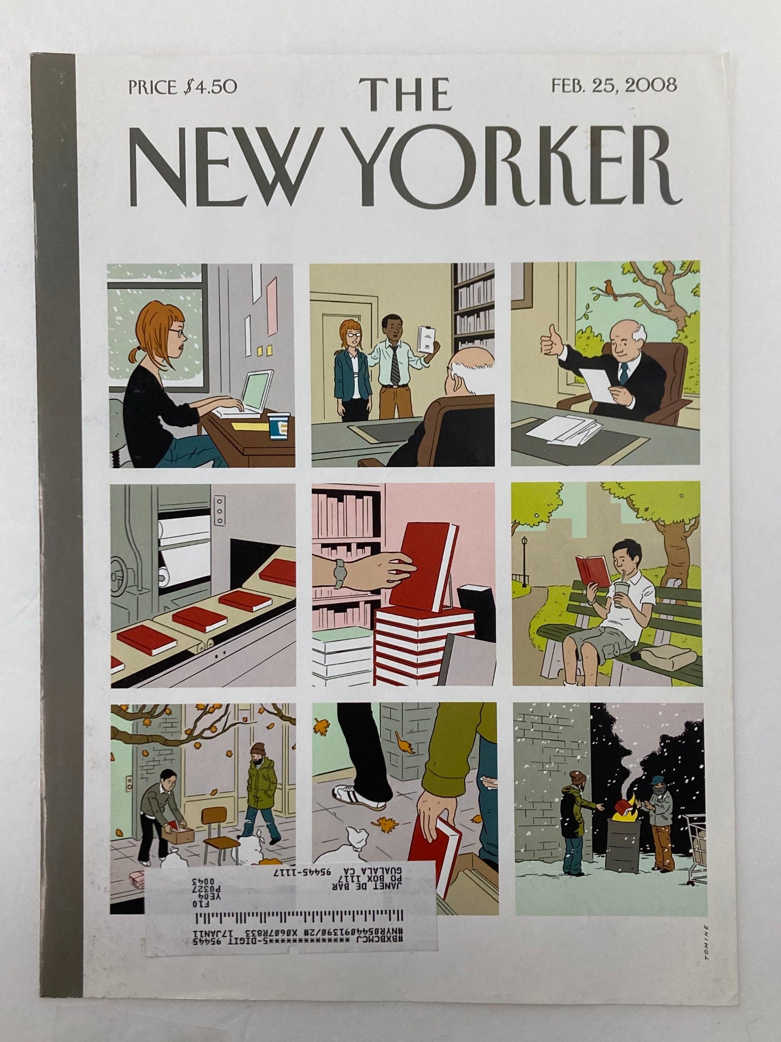 COVER ONLY The New Yorker February 25 2008 Shelf Life by Adrian Tomine